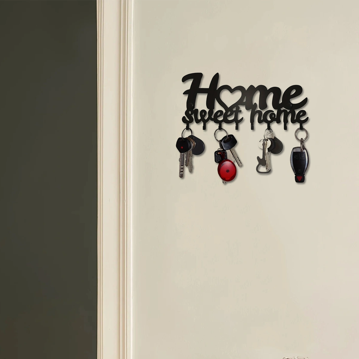 CIFbuy1pc Key Rack For Wall, Black Key Holder For Wall Decorative, Metal Wall Decor For Office, Hallway, Entryway, Key Hooks Hanging Keys(TikTok/temu self-pickup orders) view 6