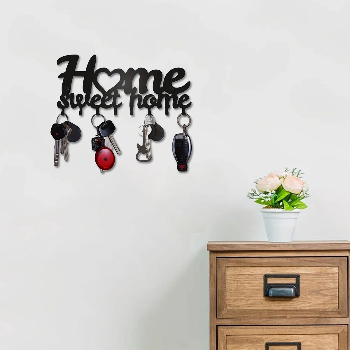CIFbuy1pc Key Rack For Wall, Black Key Holder For Wall Decorative, Metal Wall Decor For Office, Hallway, Entryway, Key Hooks Hanging Keys(TikTok/temu self-pickup orders) view 8