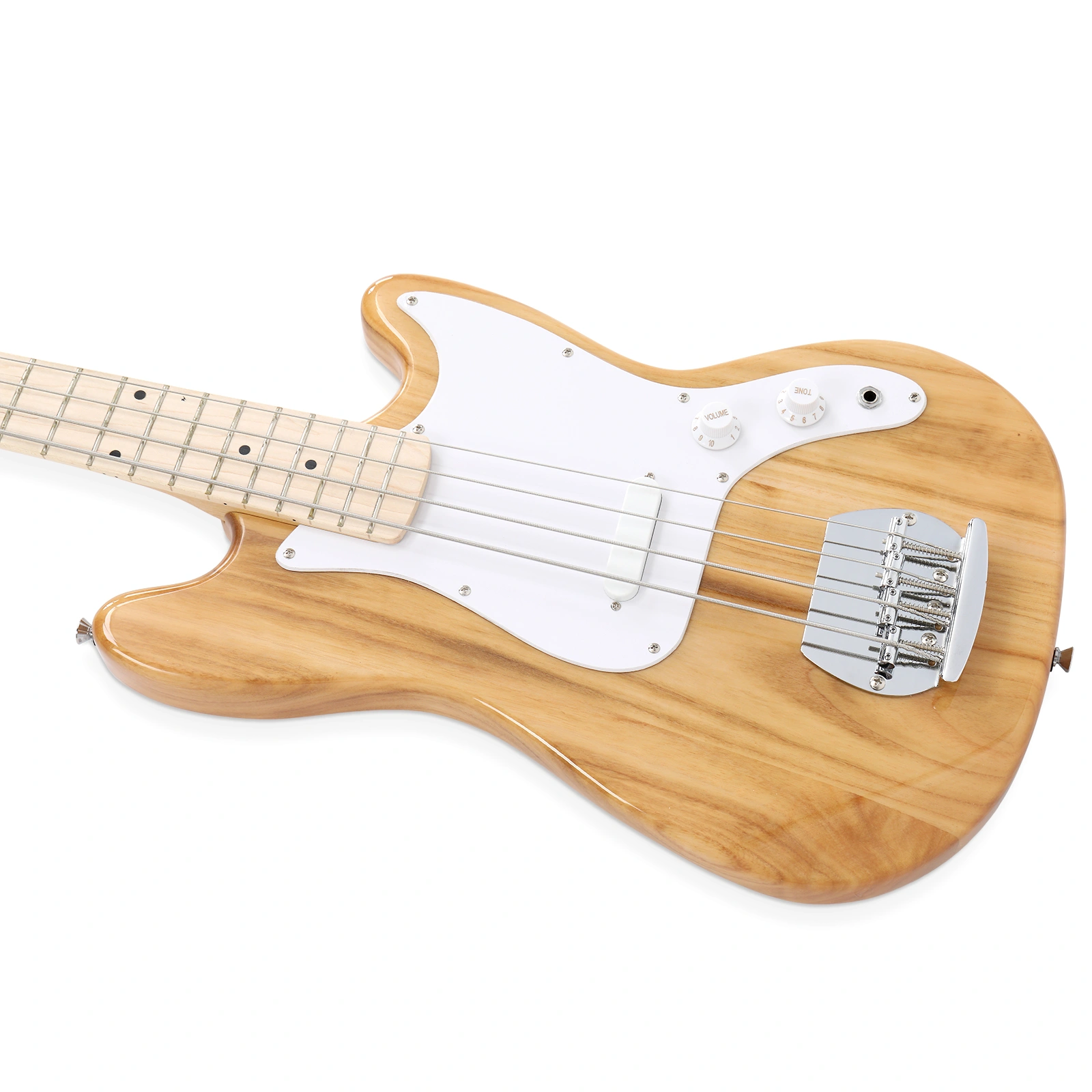 4 String 30in Short Scale Thin Body GB Electric Bass Guitar with Bag Strap Connector Wrench Tool Burlywood view 11