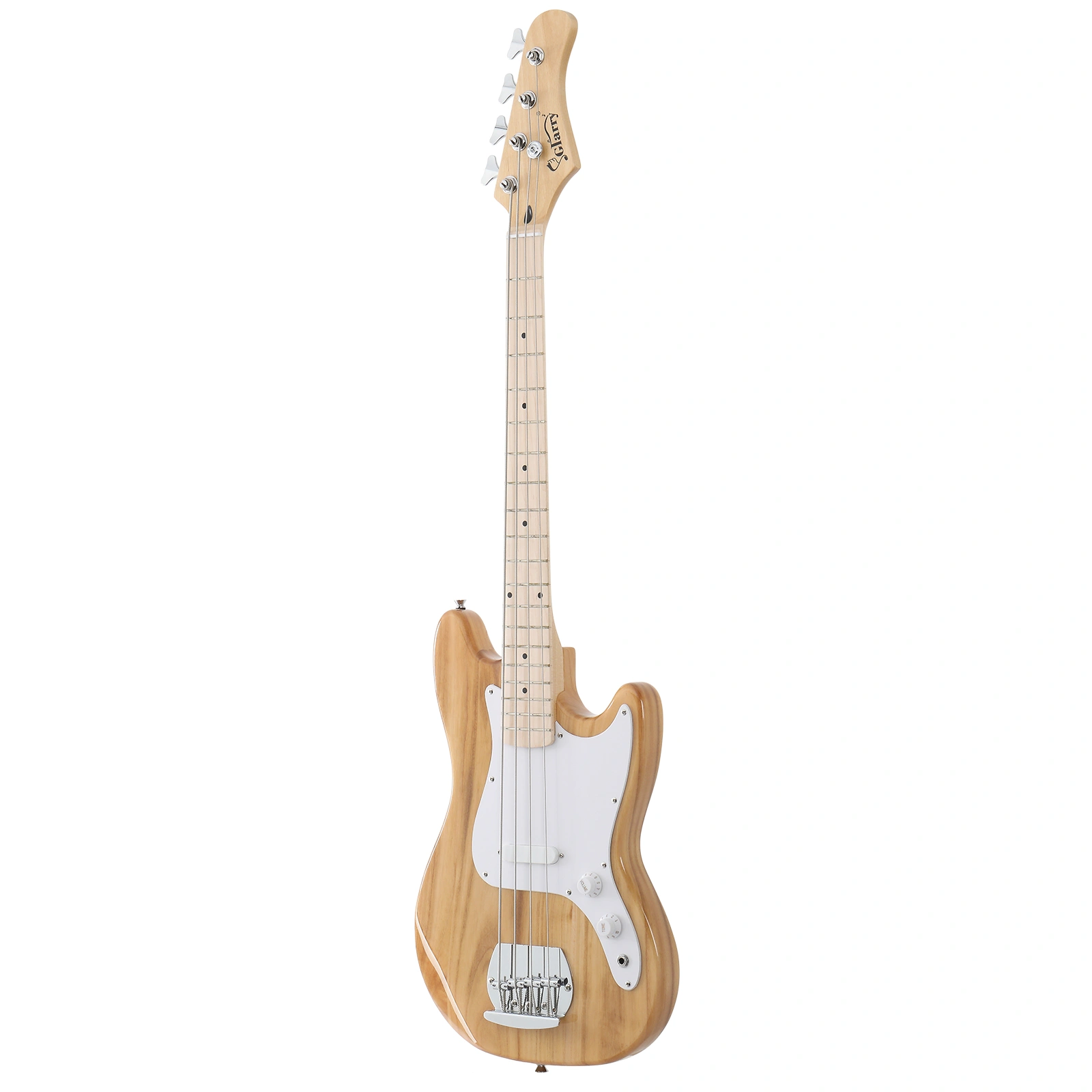 4 String 30in Short Scale Thin Body GB Electric Bass Guitar with Bag Strap Connector Wrench Tool Burlywood view 18