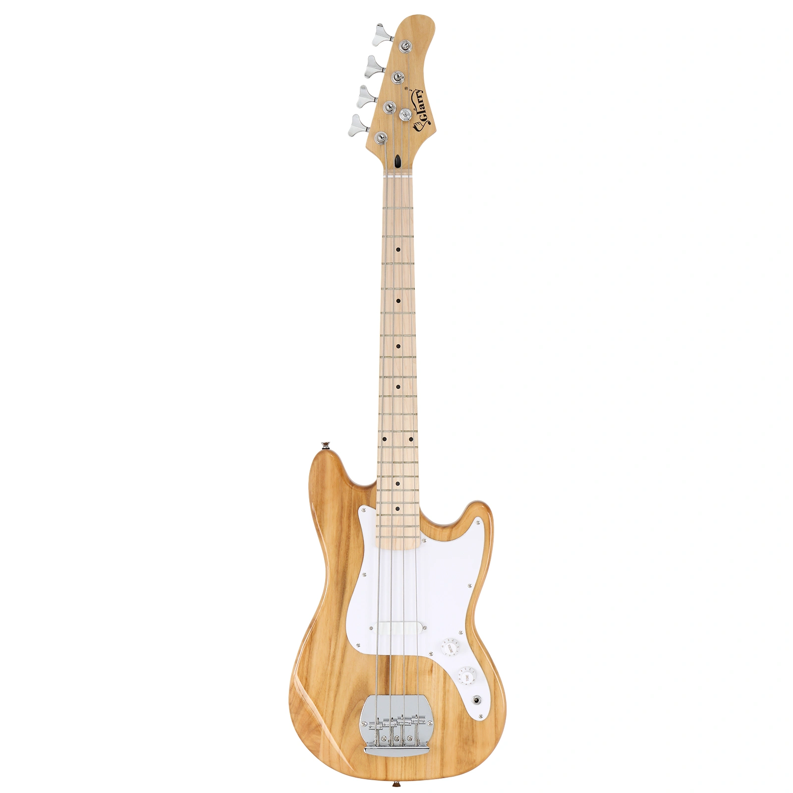 4 String 30in Short Scale Thin Body GB Electric Bass Guitar with Bag Strap Connector Wrench Tool Burlywood view 9