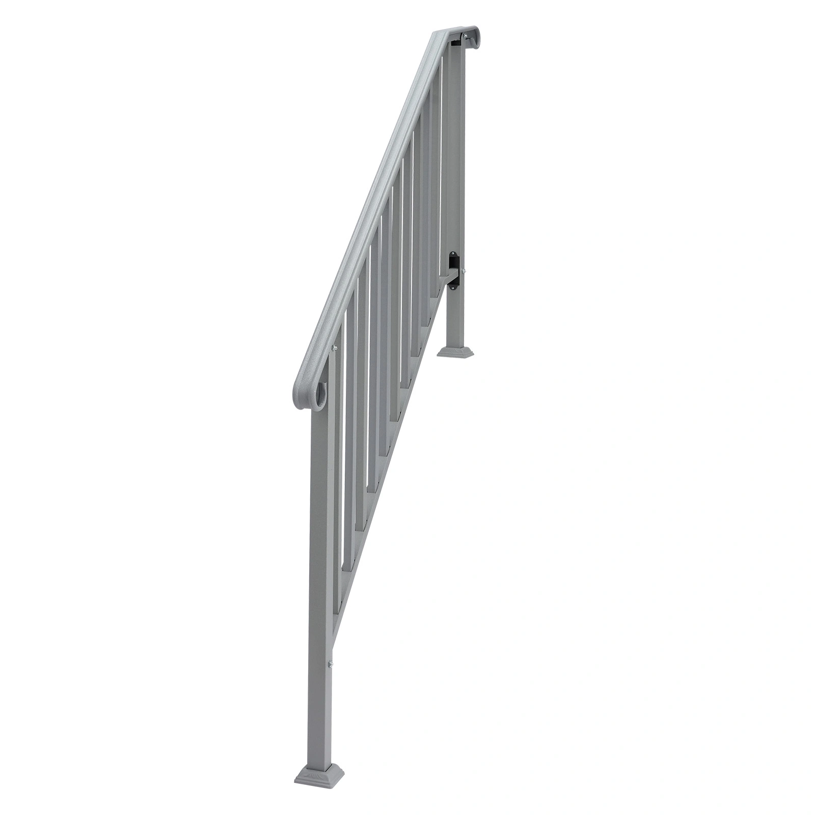 Handrails for Outdoor Steps, Iron Handrail Fits 4 Step, Transitional Handrail with Installation Kit, Silver view 2