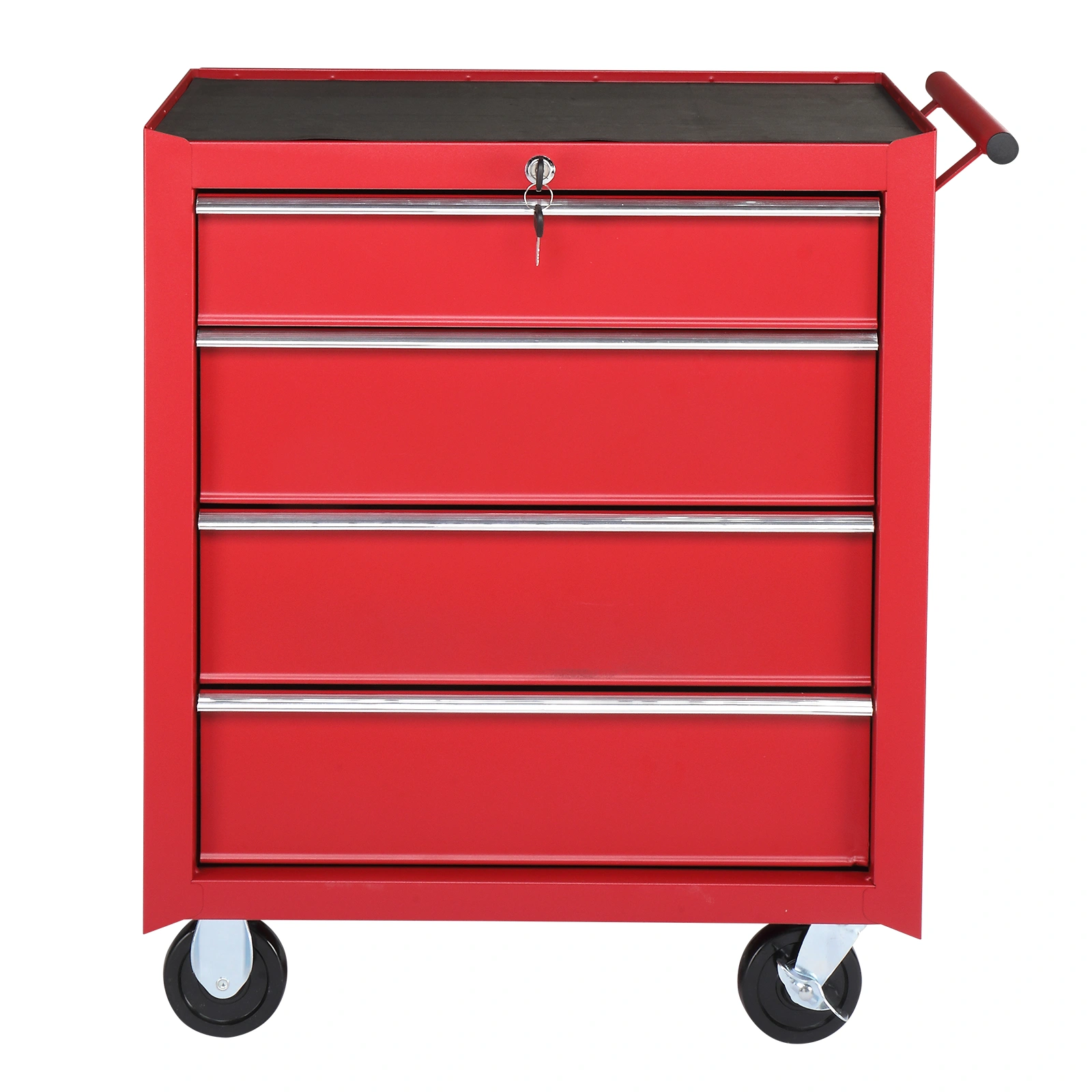 Red Steel Maintenance Tool Cart 4-Drawer Base Cabinet Single Unit 330lb Capacity view 2