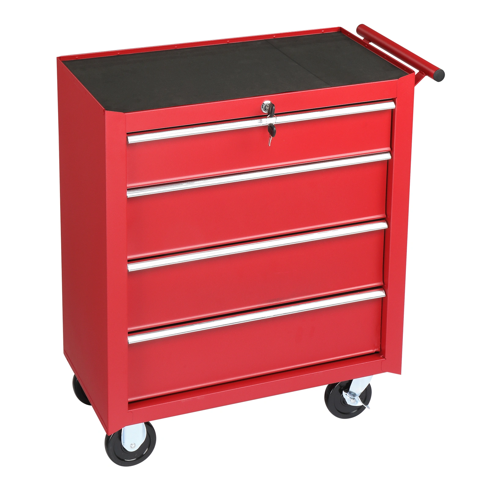 Red Steel Maintenance Tool Cart 4-Drawer Base Cabinet Single Unit 330lb Capacity view 4