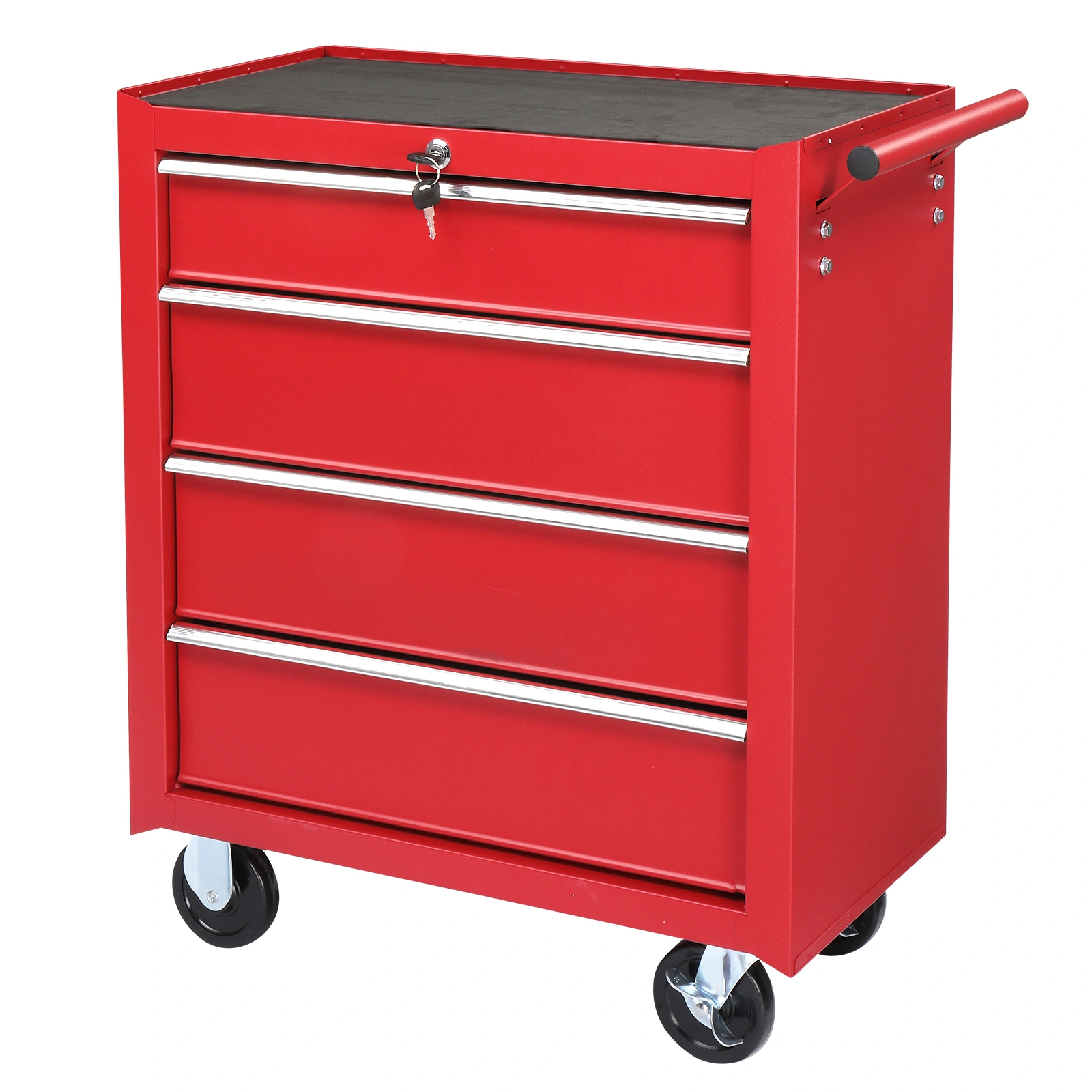 Red Steel Maintenance Tool Cart 4-Drawer Base Cabinet Single Unit 330lb Capacity view 5