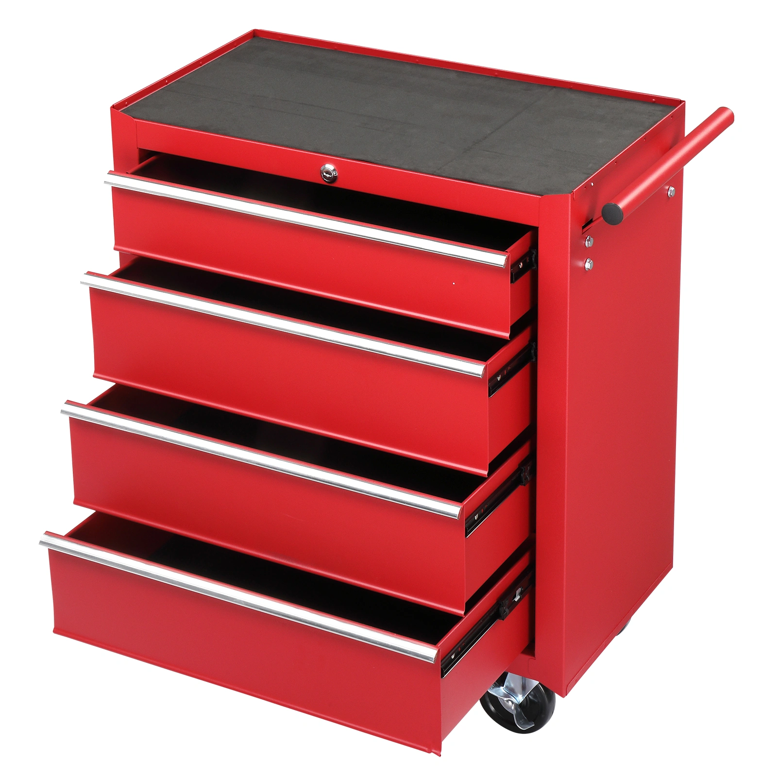 Red Steel Maintenance Tool Cart 4-Drawer Base Cabinet Single Unit 330lb Capacity view 6