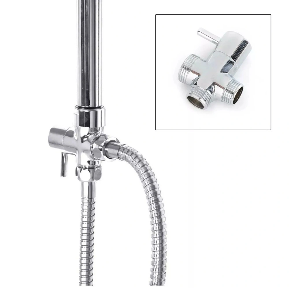 Square Fixed Riser Rail Shower Kit, Twin Head with Bath Mixer Tap for Bathroom view 8