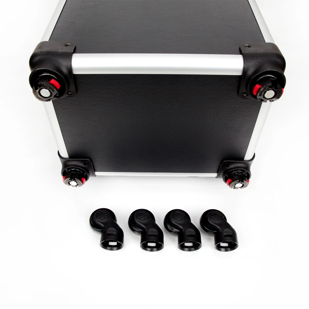 4-in-1 Aluminum Rolling Makeup Case, Draw-Bar Style Interchangeable Cosmetic Organizer, Black view 2