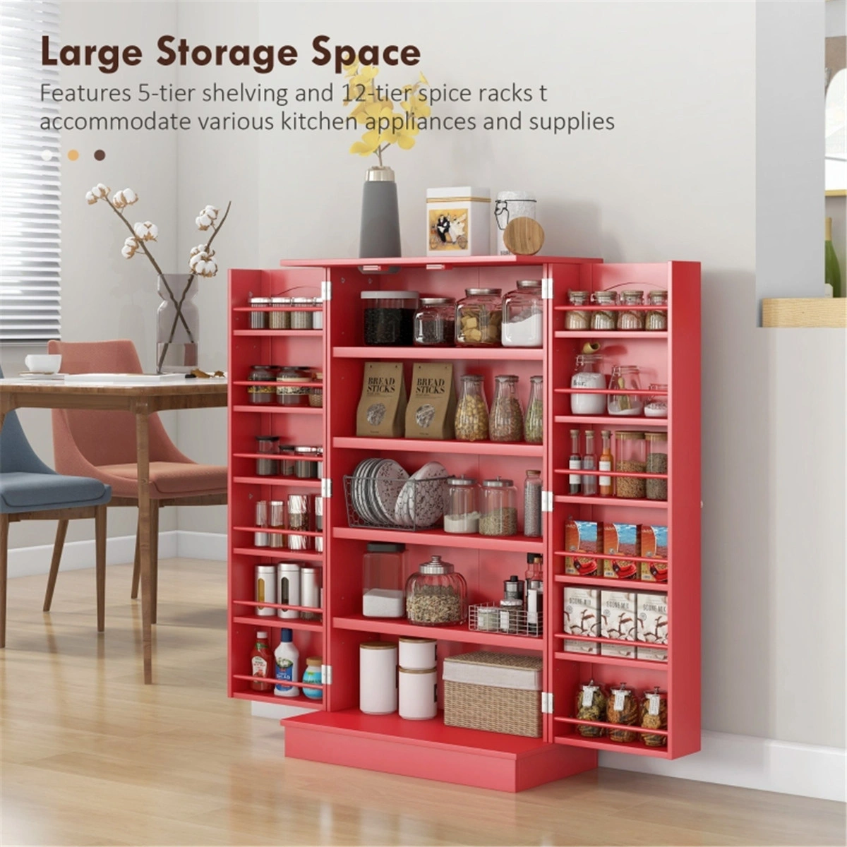 Kitchen Sideboard Cabinet with Storage Shelves, Modern Buffet Table, Kitchen Island Organizer