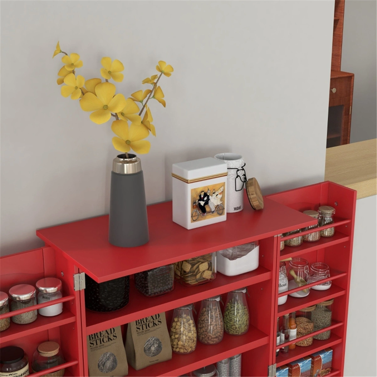 Kitchen Sideboard Cabinet with Storage Shelves, Modern Buffet Table, Kitchen Island Organizer view 6