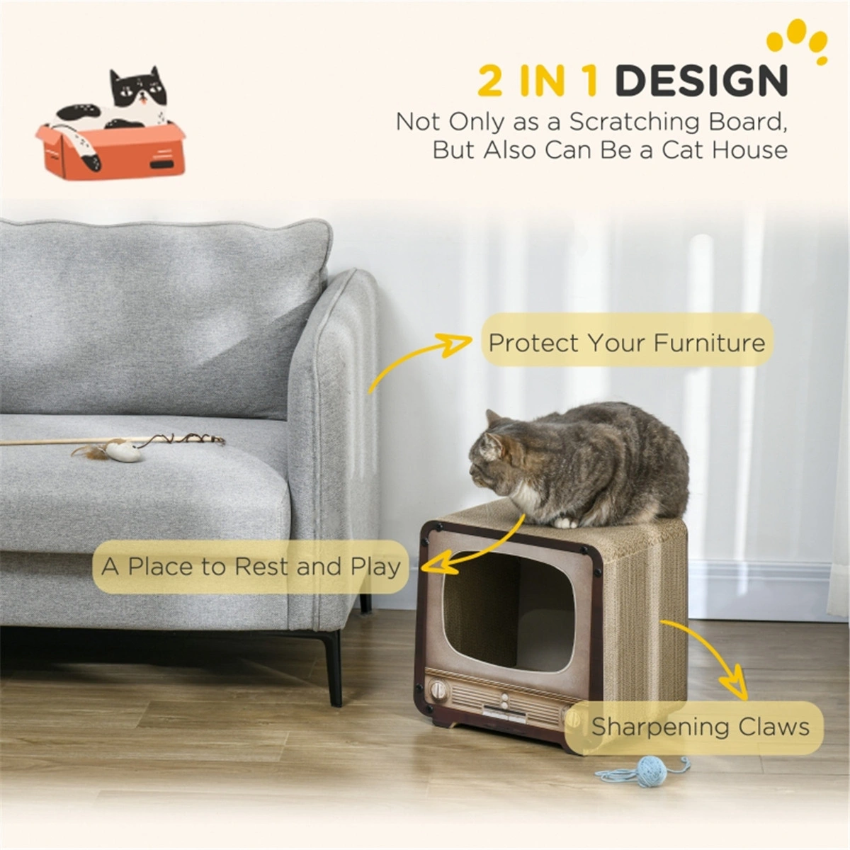 Modern Indoor Cat House Cozy Pet Bed Soft Fleece Cat Shelter for Small to Medium Cats view 2