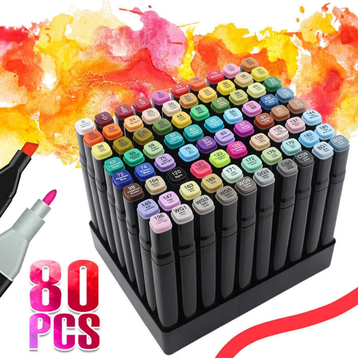 80 Colors Acrylic Paint Markers Set - Permanent Dual-Tip Sketch Markers for DIY Art, Graffiti & Drawing, 0.7mm Tip view 3