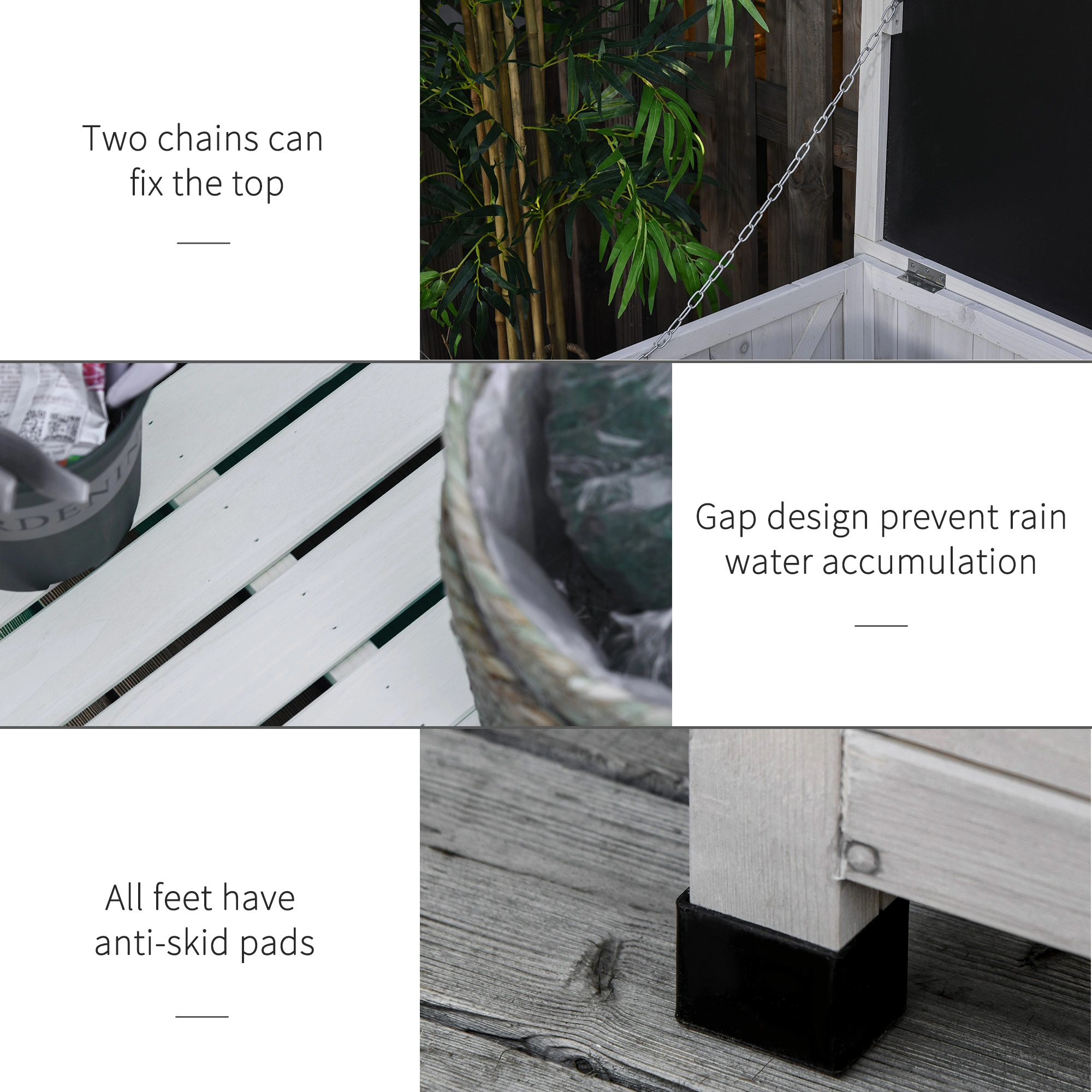 Heavy Duty Outdoor Storage Box, 110QT Patio Deck Box, Waterproof Resin Garden Tool Storage Bench with Comfortable Seating Top view 2