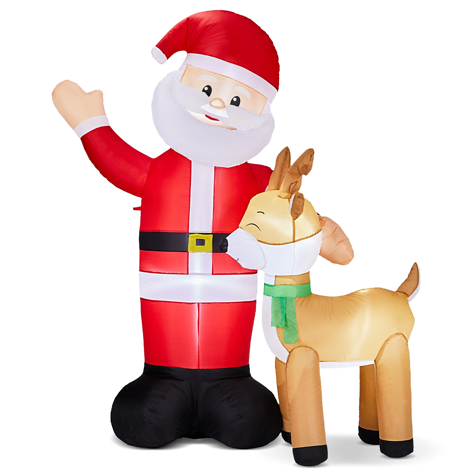 9M Lighted Inflatable Christmas Santa Reindeer with Built-in LED Lights, Blow Up Yard Decor for Front Lawn Garden Holiday Party