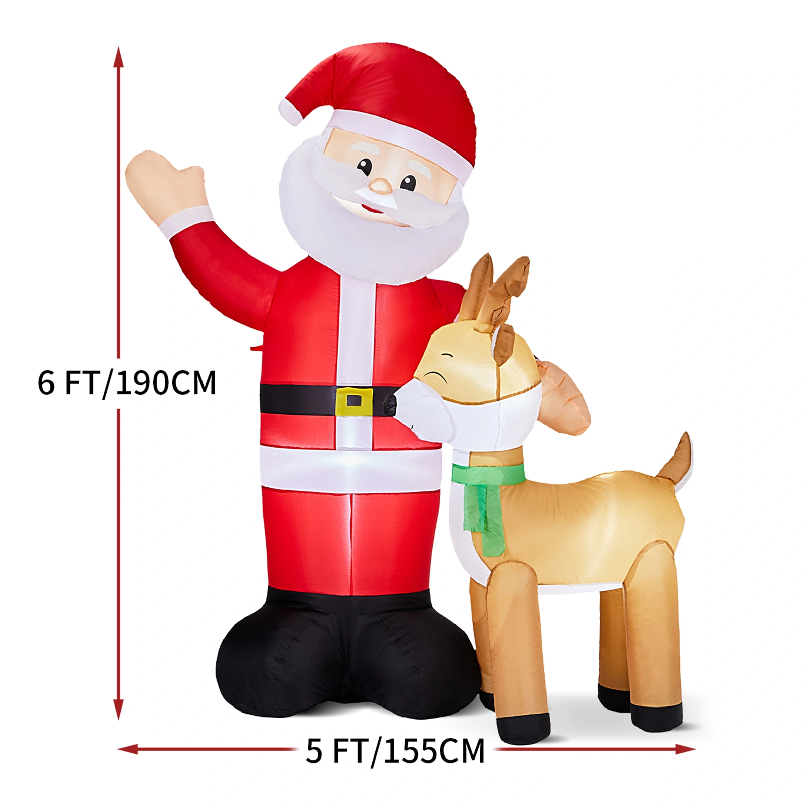 9M Lighted Inflatable Christmas Santa Reindeer with Built-in LED Lights, Blow Up Yard Decor for Front Lawn Garden Holiday Party view 3