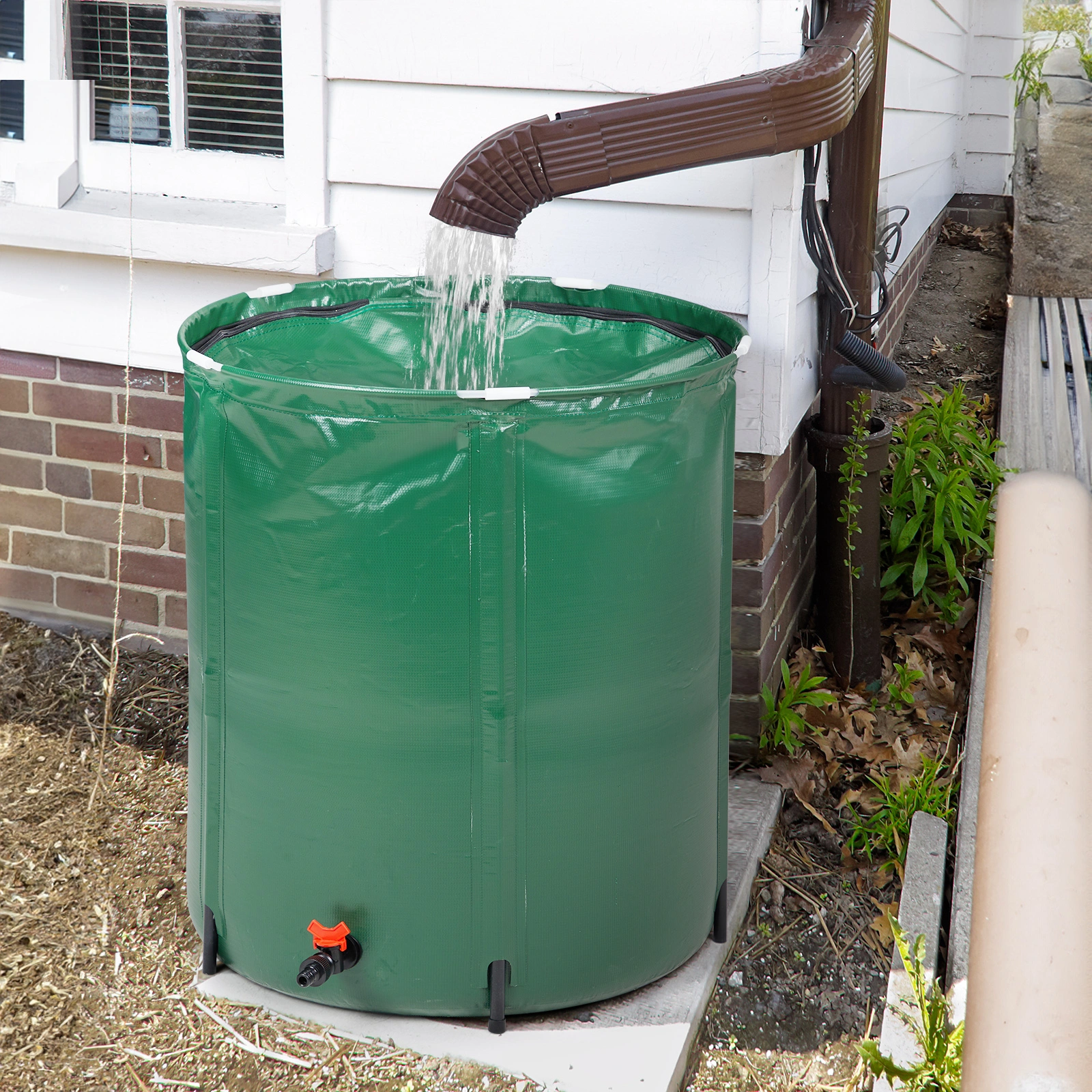 50 Gallon Folding Rain Barrel Water Collector Green view 3