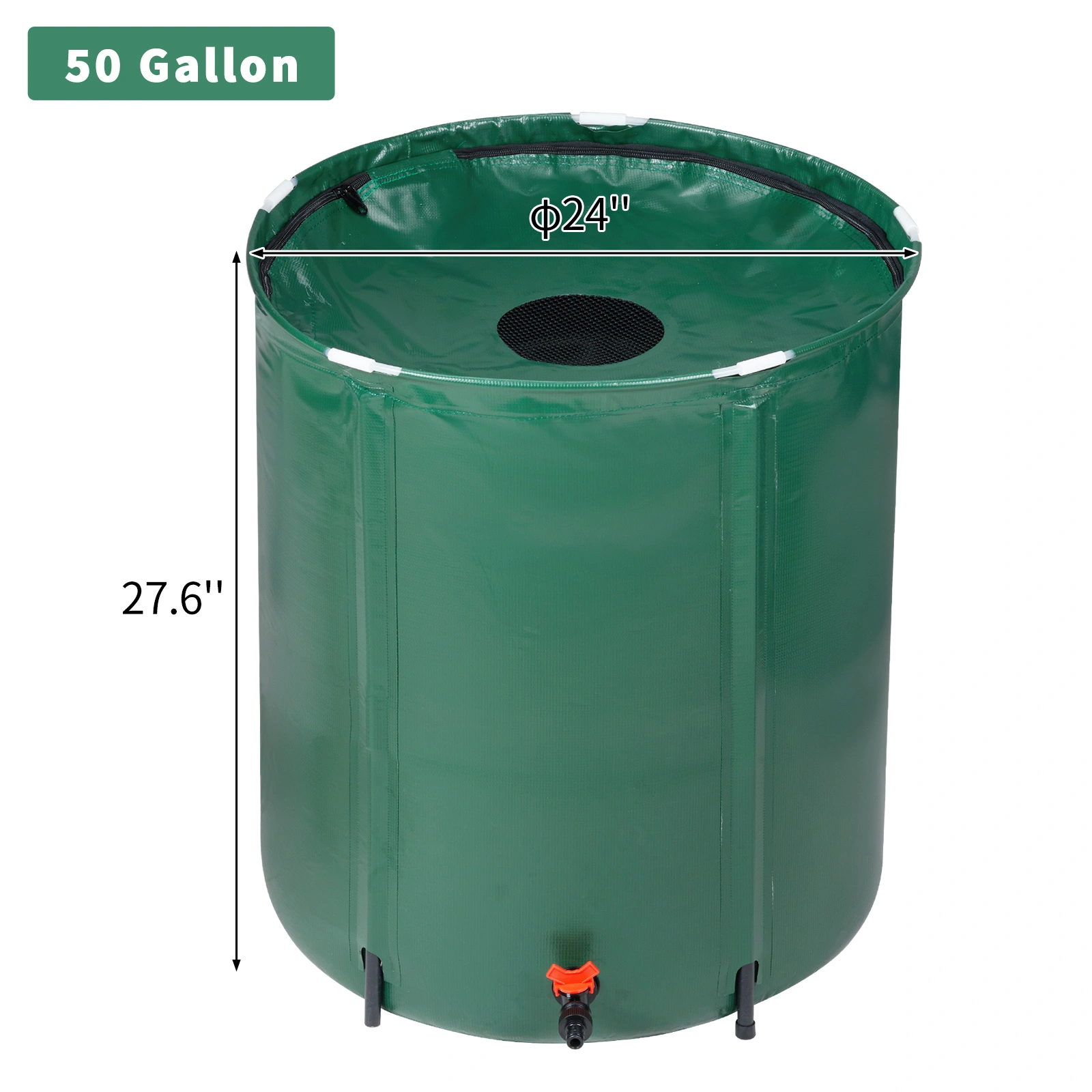 50 Gallon Folding Rain Barrel Water Collector Green view 5