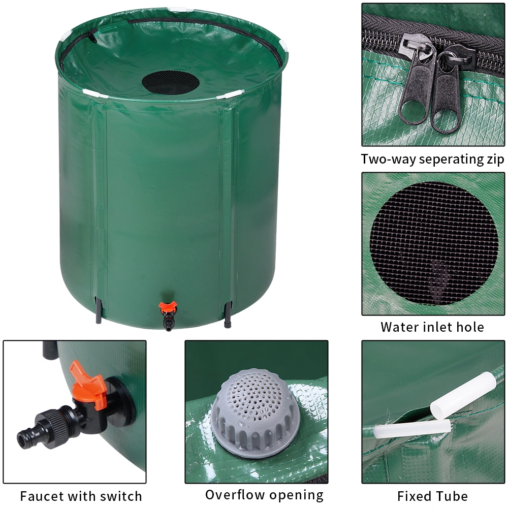 50 Gallon Folding Rain Barrel Water Collector Green view 6
