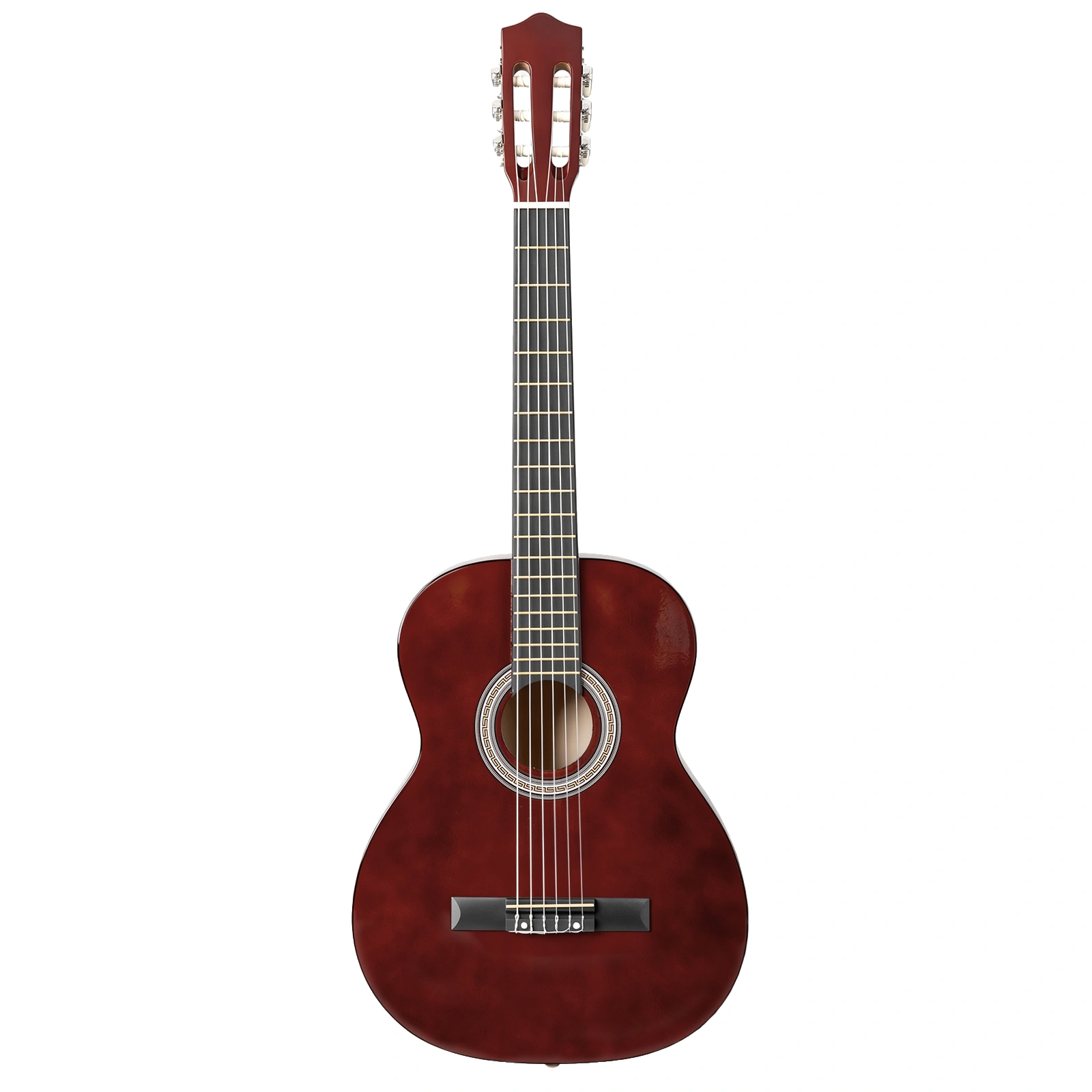 39 Inch Round Barrel Basswood Classical Guitar Folk Acoustic with Gig Bag Strings Picks Capo Tuner Strap Coffee