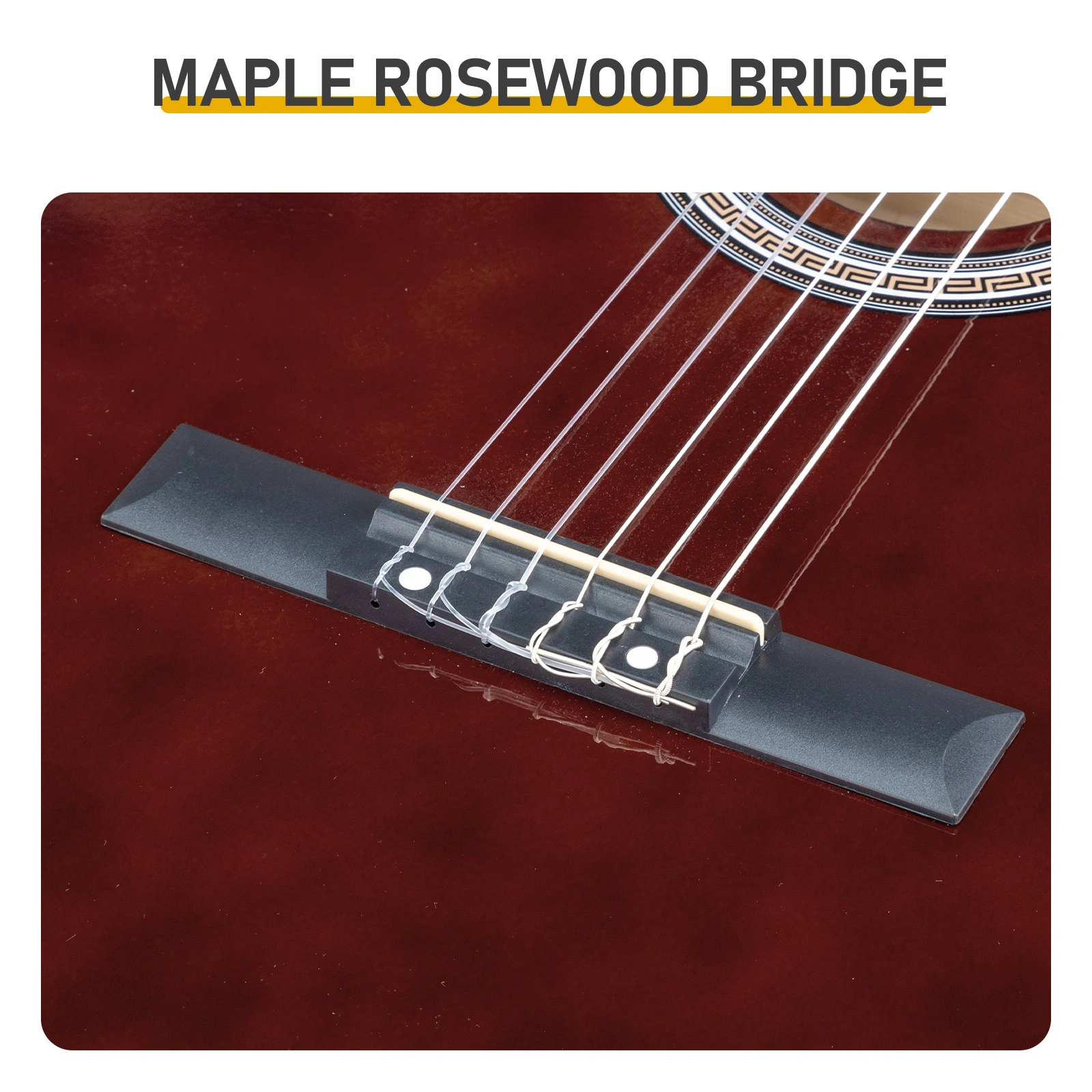 39 Inch Round Barrel Basswood Classical Guitar Folk Acoustic with Gig Bag Strings Picks Capo Tuner Strap Coffee view 10