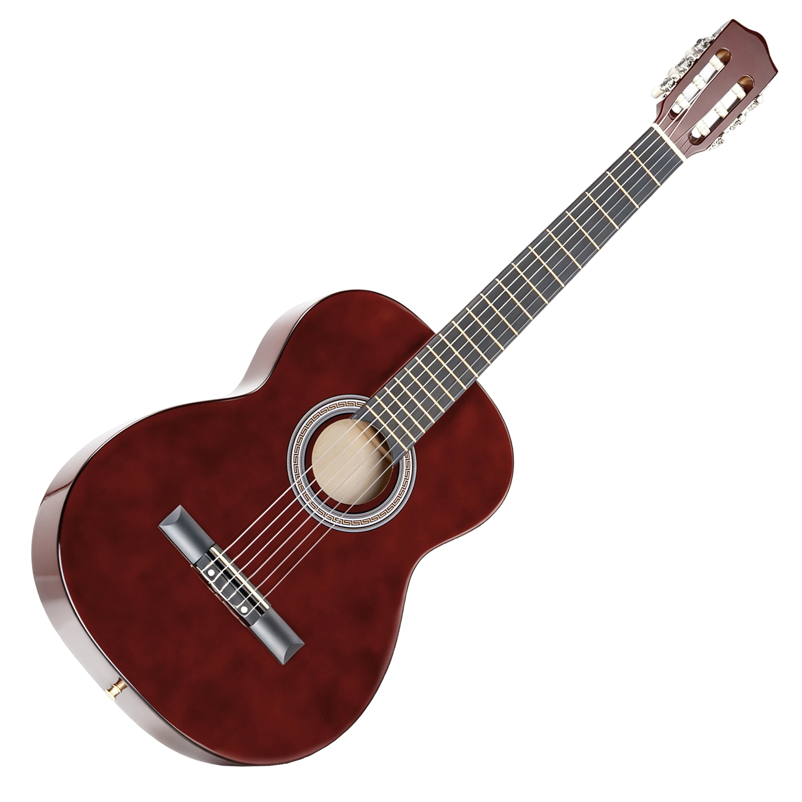 39 Inch Round Barrel Basswood Classical Guitar Folk Acoustic with Gig Bag Strings Picks Capo Tuner Strap Coffee view 4