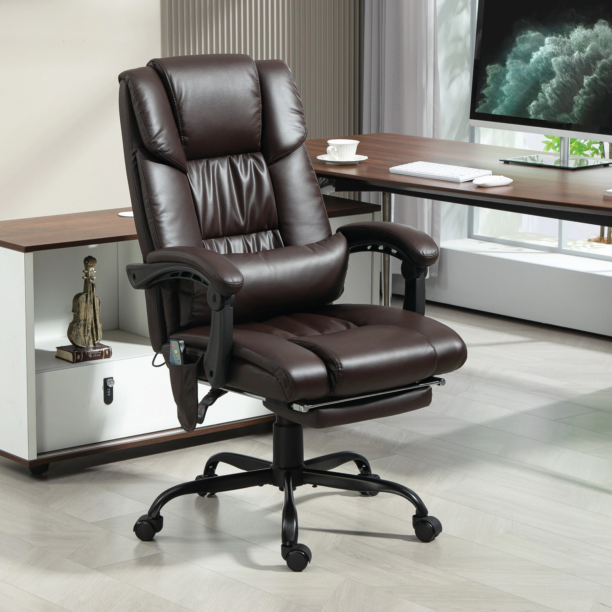 Massage Office Chair with Heat & Vibration, Ergonomic High-Back Executive Swivel Chair, Gray