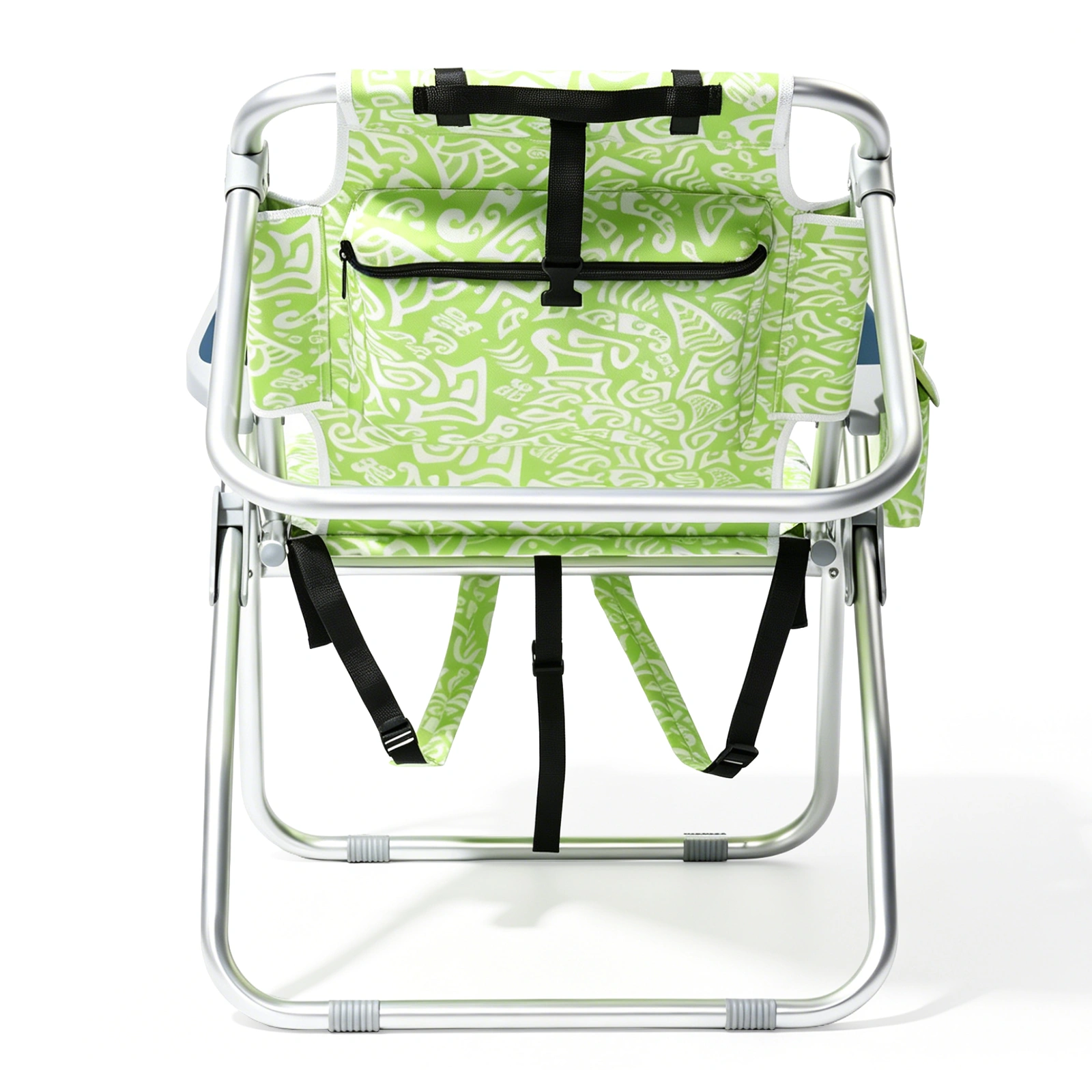 1 PCS Aluminum Beach Chair, 15 Inch Seat Height Yellow Tribal Pattern, 5-Position Adjustable Reclining Lounge Chair with Headrest, Shoulder Strap, 2-in-1 Fabric Cup Holder & Side Pocket, Back Cooler Bag, Integrated Oxford Fabric with Crossbar, 24.8x4 view 19