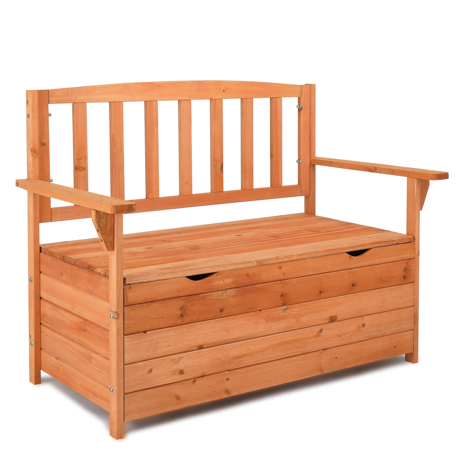112 * 58 * 84cm Cedar Yard Storage Box With Backrest Armrest Bright Orange Red view 12
