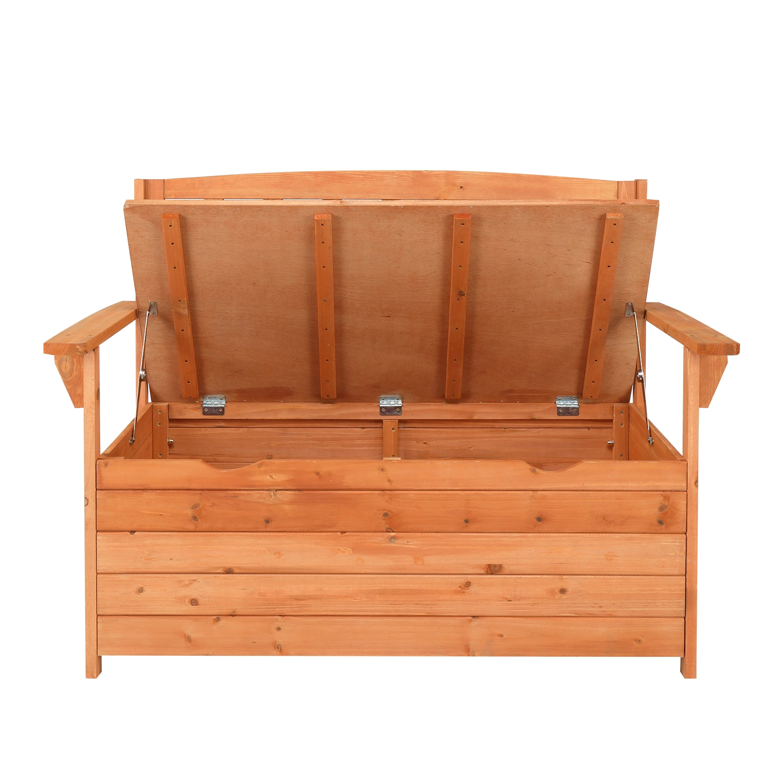 112 * 58 * 84cm Cedar Yard Storage Box With Backrest Armrest Bright Orange Red view 15