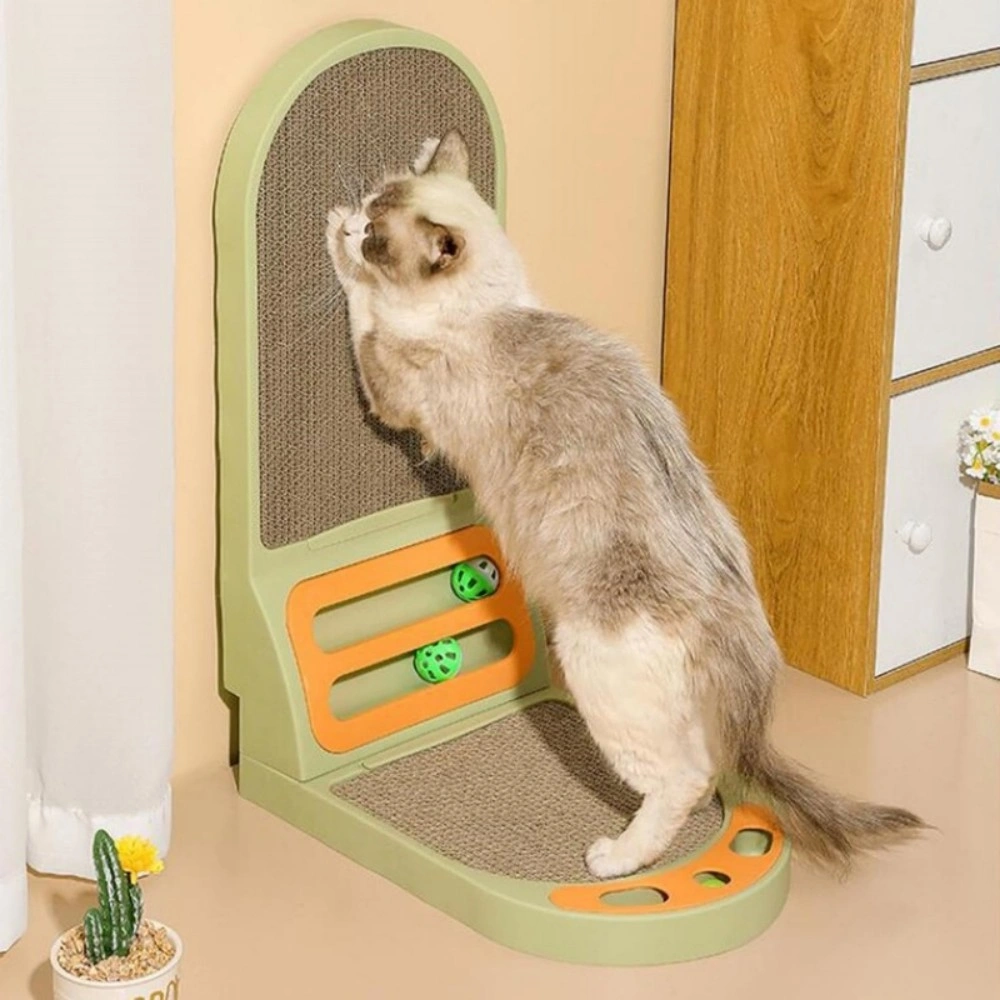 L-Shaped Cat Scratcher Board, Thickened Sisal Scratching Pad with Cozy Lounge Bed view 3