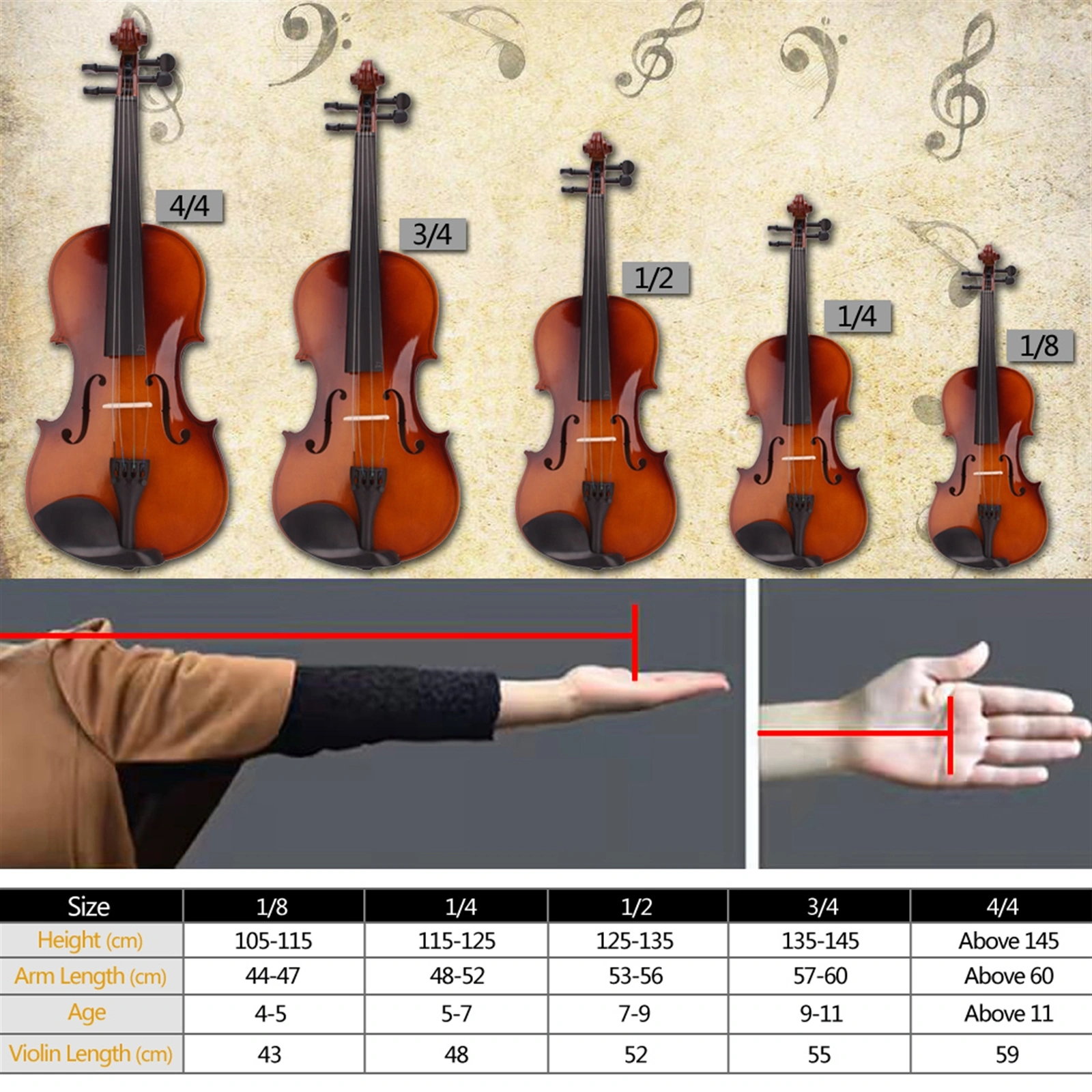 New 4/4 Acoustic Violin Case Bow Rosin Black view 12