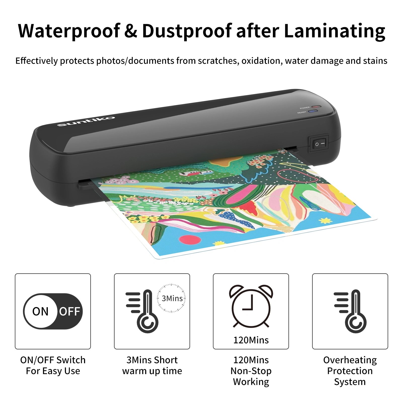 4-In-1Laminator Machine,It has Quick Warm-Up, Fast Laminating Documentation and Photos, Increases Their Long-Term Color Preservation. Suitable for Family, Office and School(FBA shipping) view 2