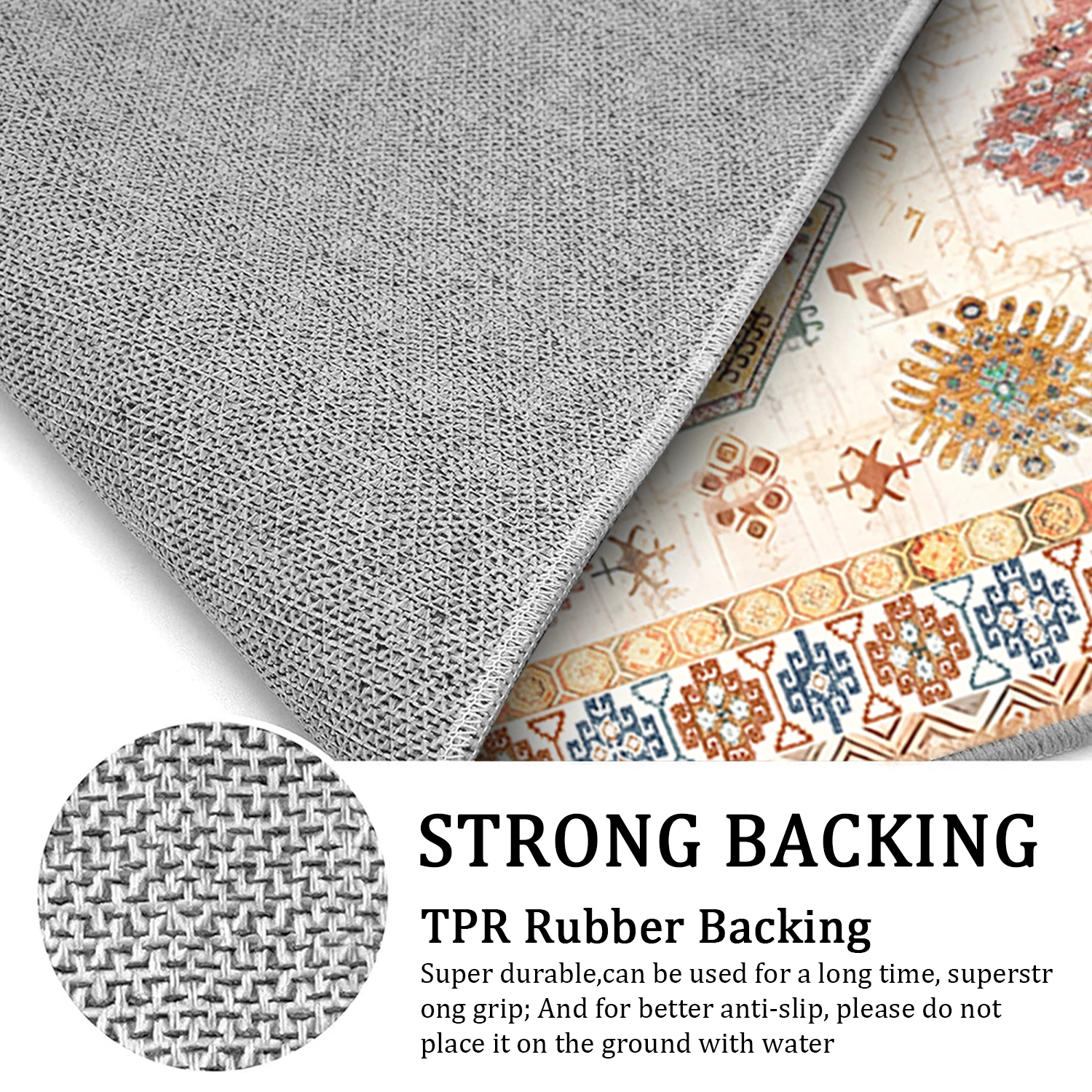 Boho Kitchen Rug Sets 4 Piece with Runner Non Slip Kitchen Rugs and Mats Washable Kitchen Mats for Floor Thick Kitchen Floor Mat Carpet Runner Rugs for Hallway Laundry Holiday Decor view 3