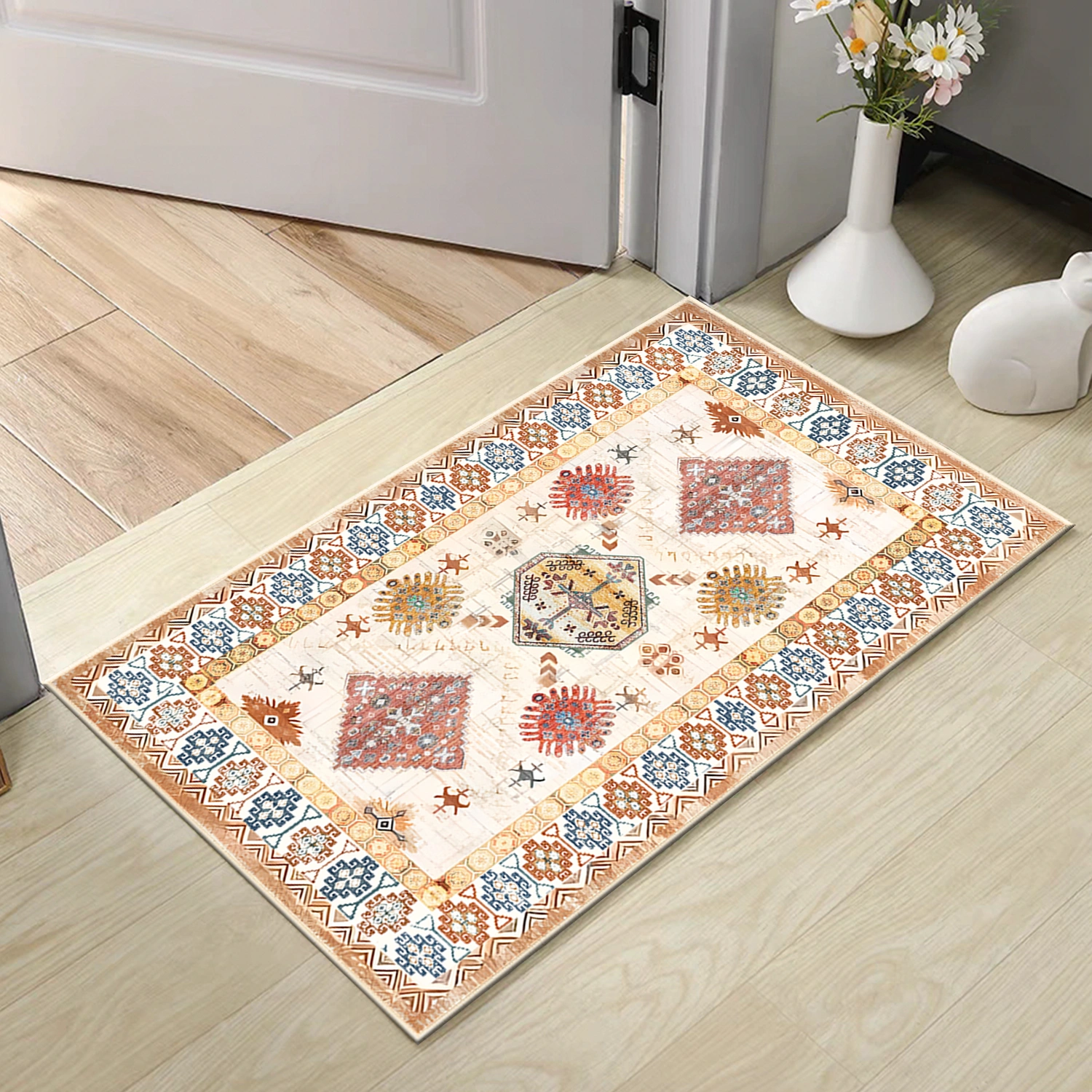 Boho Kitchen Rug Sets 4 Piece with Runner Non Slip Kitchen Rugs and Mats Washable Kitchen Mats for Floor Thick Kitchen Floor Mat Carpet Runner Rugs for Hallway Laundry Holiday Decor view 9