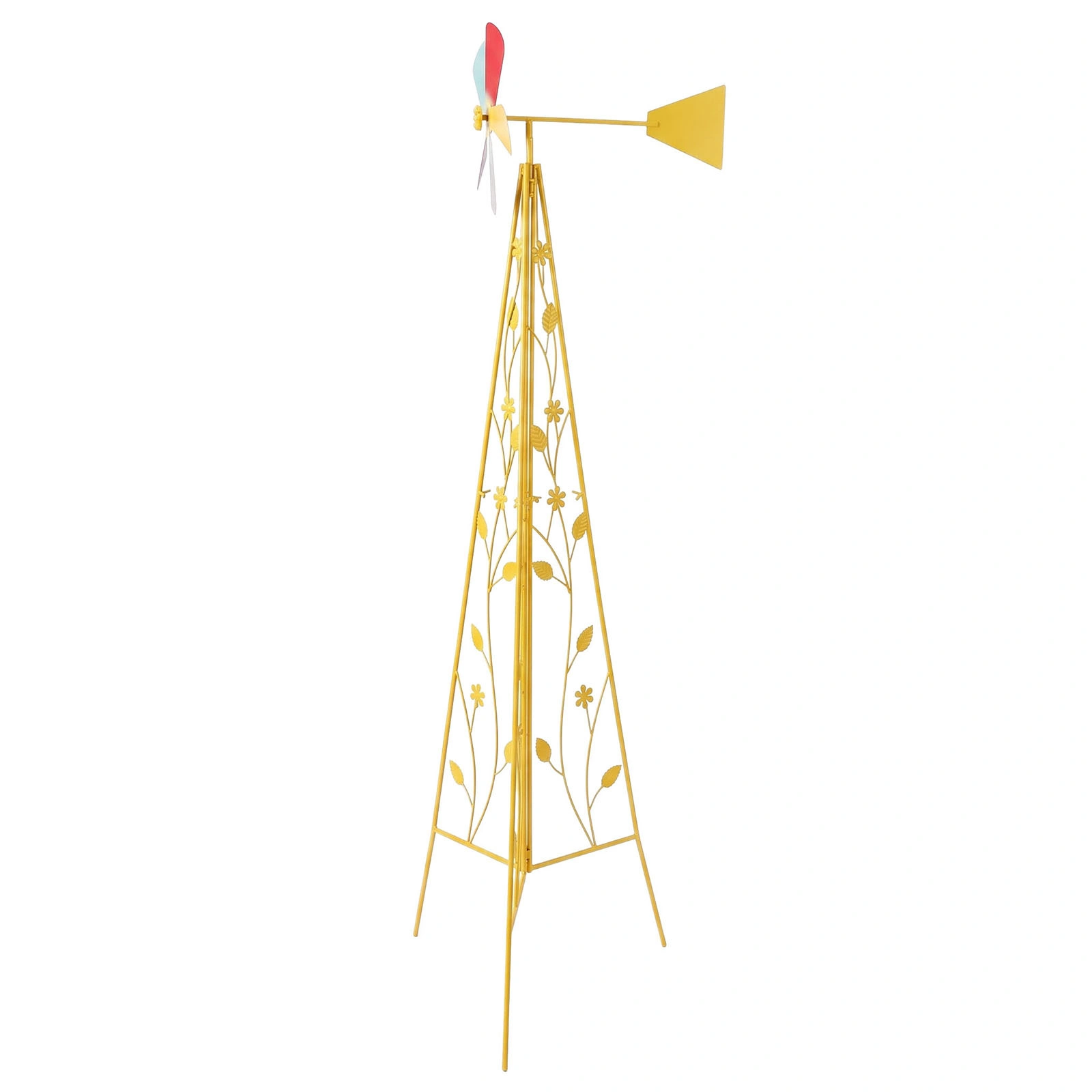 6.2ft Yellow 5-Blade Iron Windmill with Tripod Stand view 8