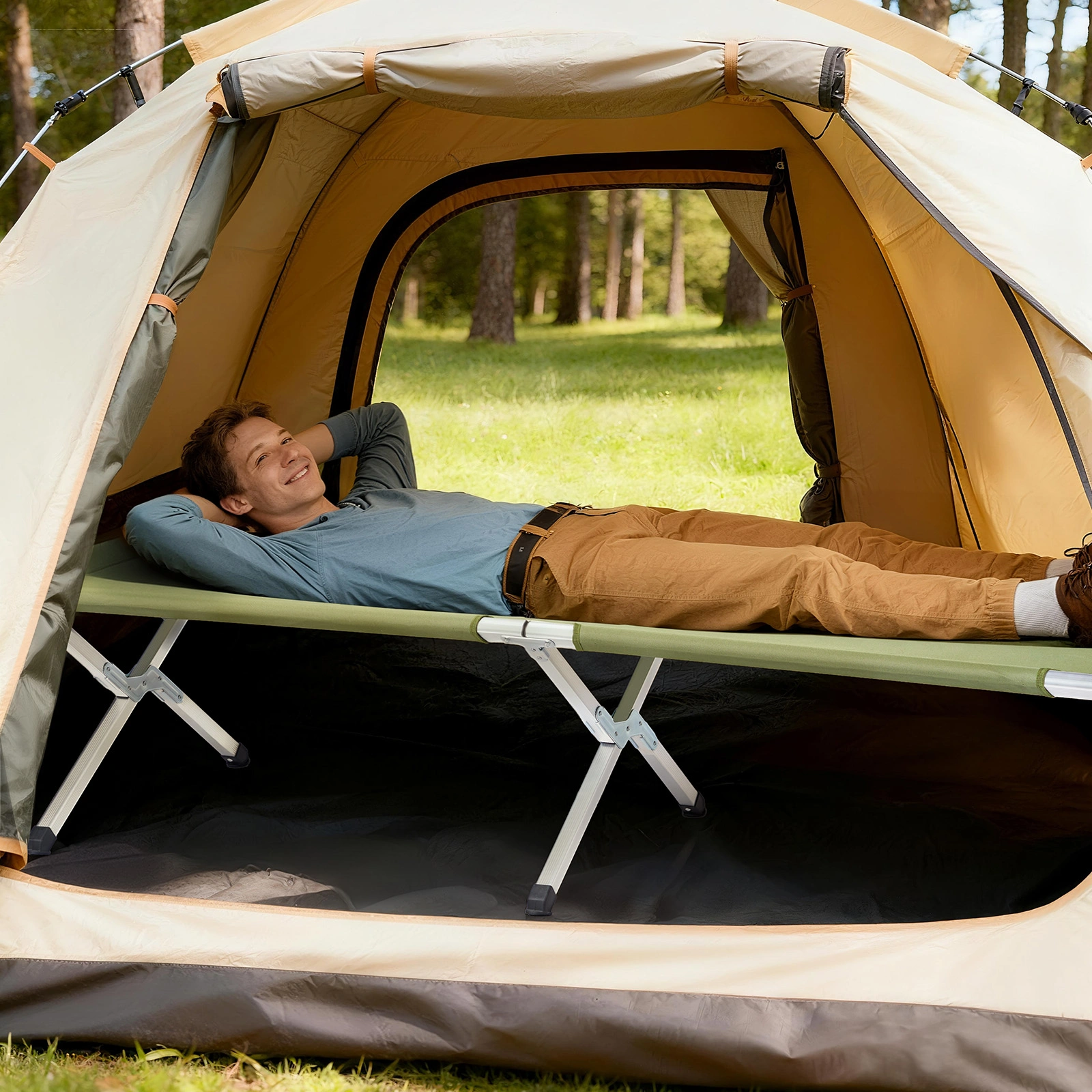 RHB-03A Portable Folding Camping Cot with Carrying Bag Army Green view 20