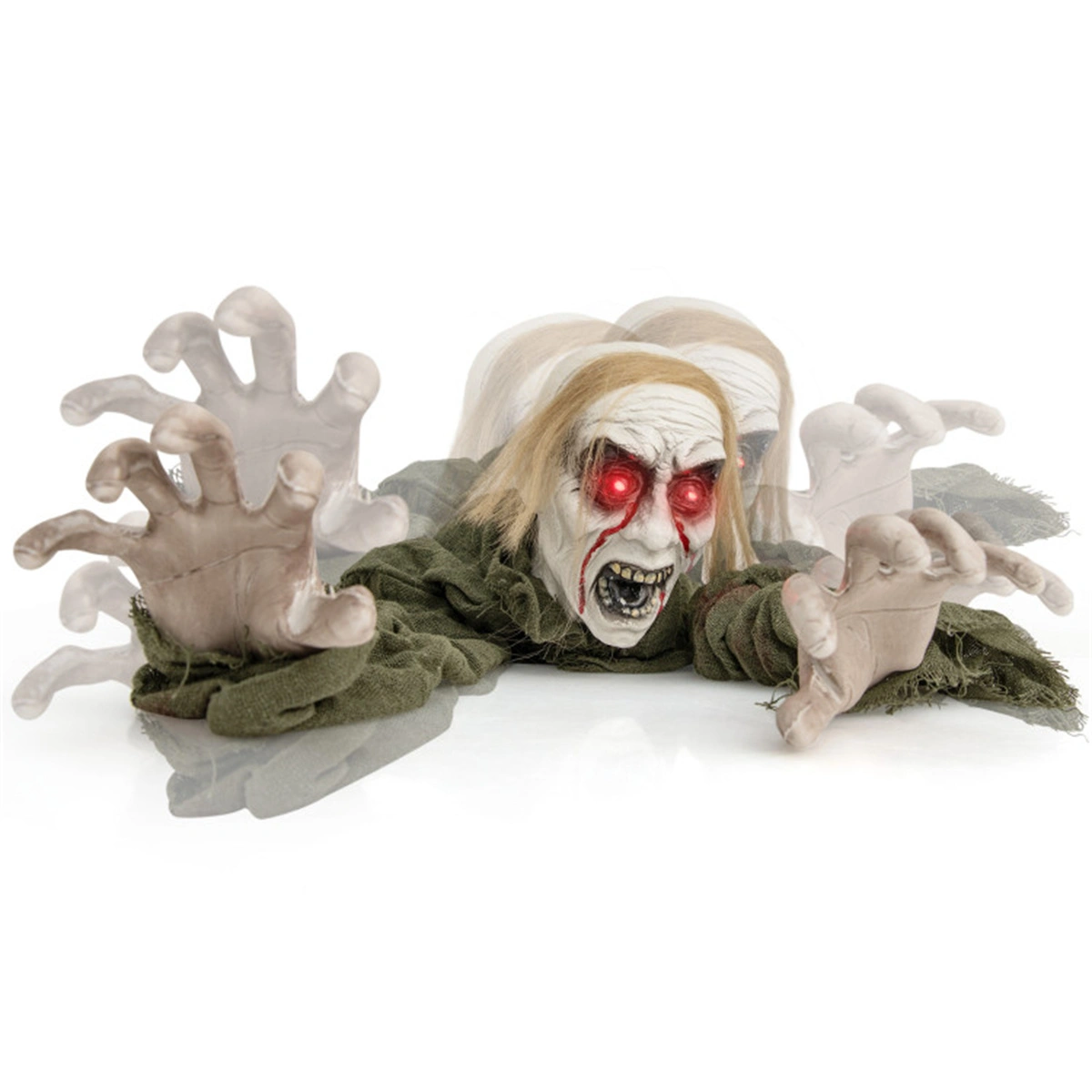 Halloween Zombie Decorations with Sparkling LED Eyes & Spooky Sound Effects - Animated Yard Scare for Haunted House Party Props