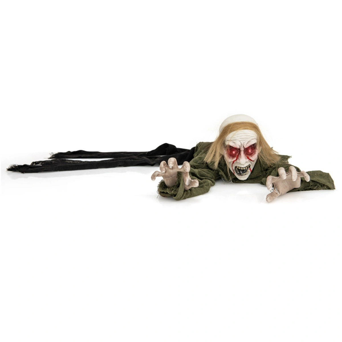 Halloween Zombie Decorations with Sparkling LED Eyes & Spooky Sound Effects - Animated Yard Scare for Haunted House Party Props view 2