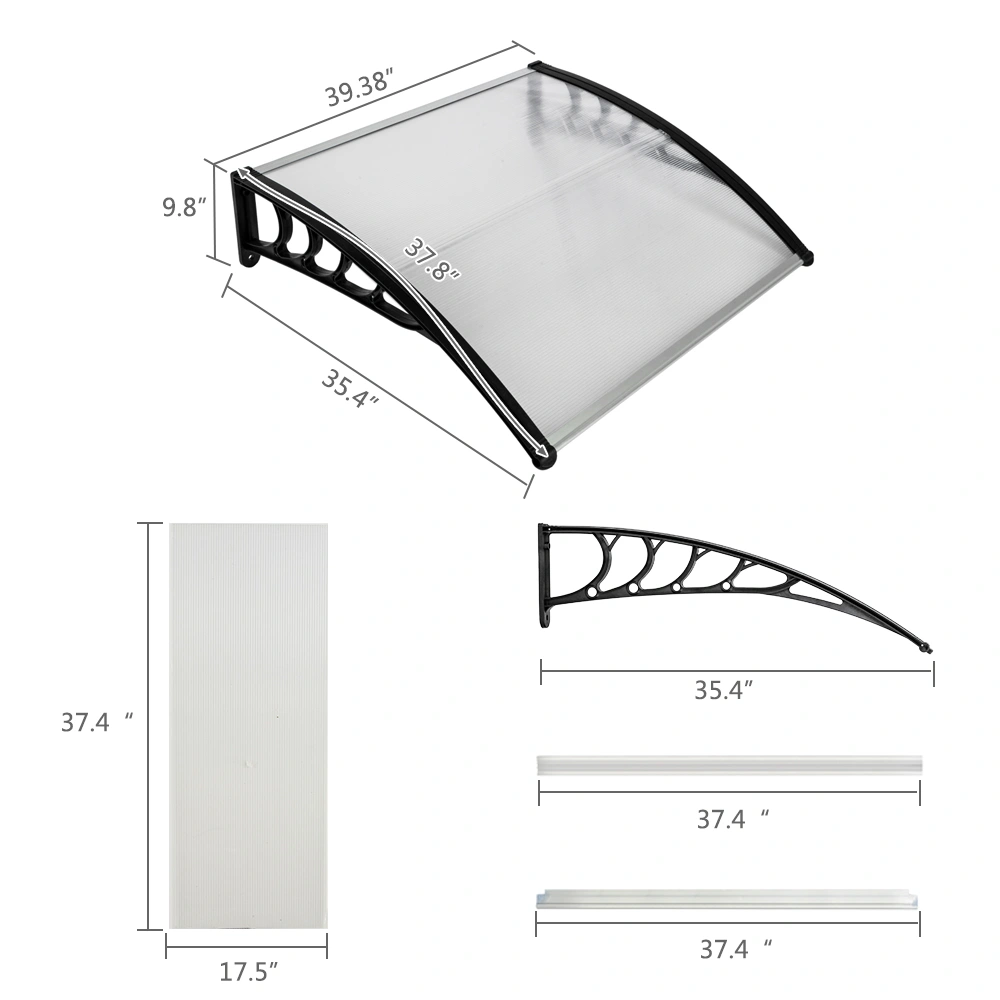 HT-100 x 96cm Household Application Door & Window Rain Cover Eaves Black Holder view 5