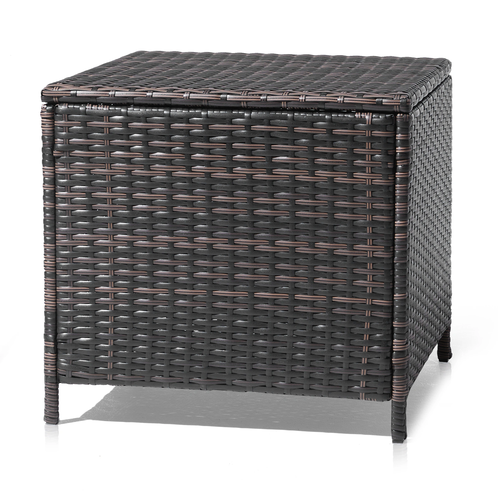 Outdoor PE Wicker Side Table with Storage, Patio Rattan End Table Square Container for Furniture Covers, Toys and Gardening Tools, Brown (SAME AS 40154185) view 20