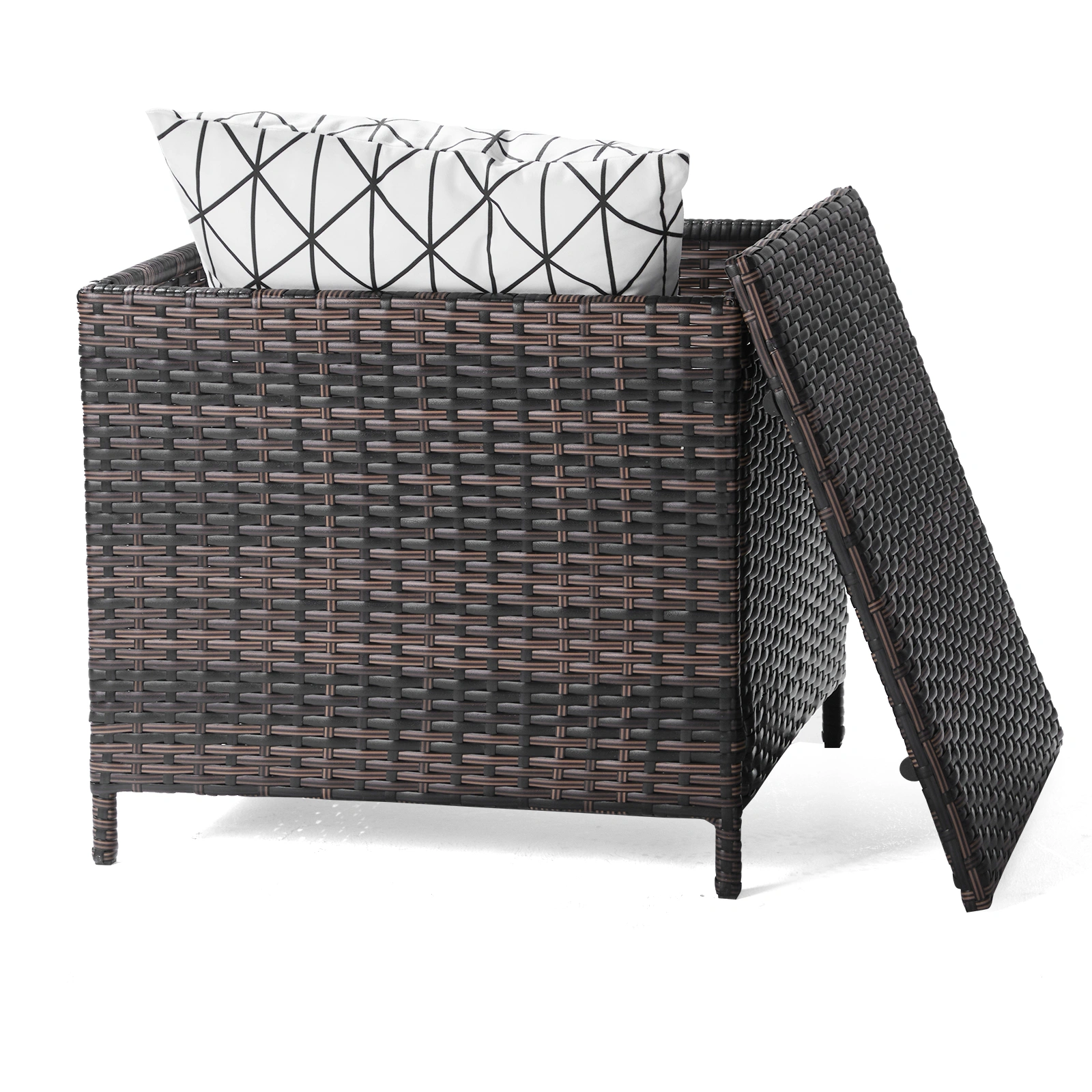 Outdoor PE Wicker Side Table with Storage, Patio Rattan End Table Square Container for Furniture Covers, Toys and Gardening Tools, Brown (SAME AS 40154185) view 21