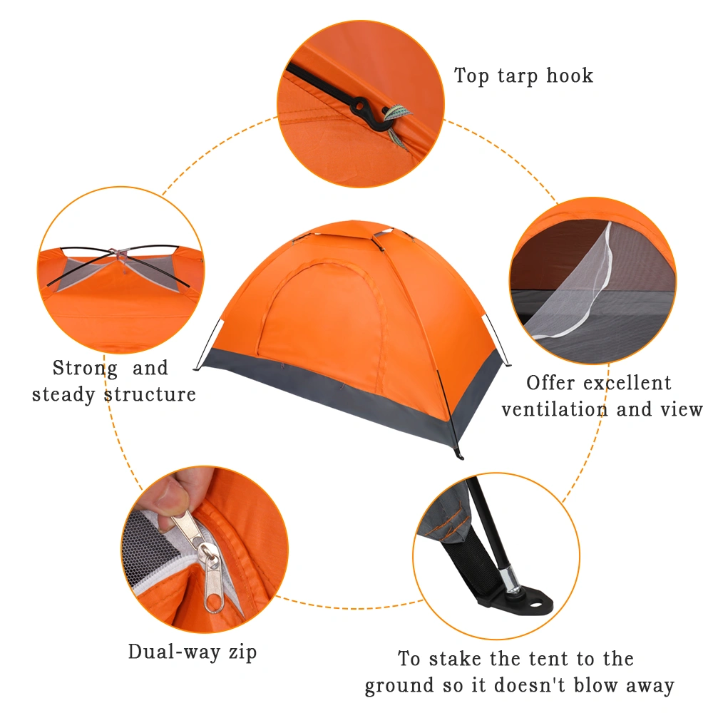 1-Person Waterproof Camping Dome Tent Quick Shelter Outdoor Hiking Orange view 11