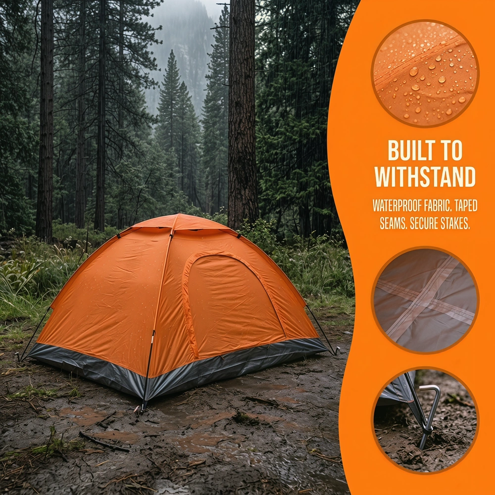 1-Person Waterproof Camping Dome Tent Quick Shelter Outdoor Hiking Orange view 18