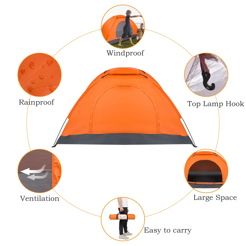 1-Person Waterproof Camping Dome Tent Quick Shelter Outdoor Hiking Orange view 8