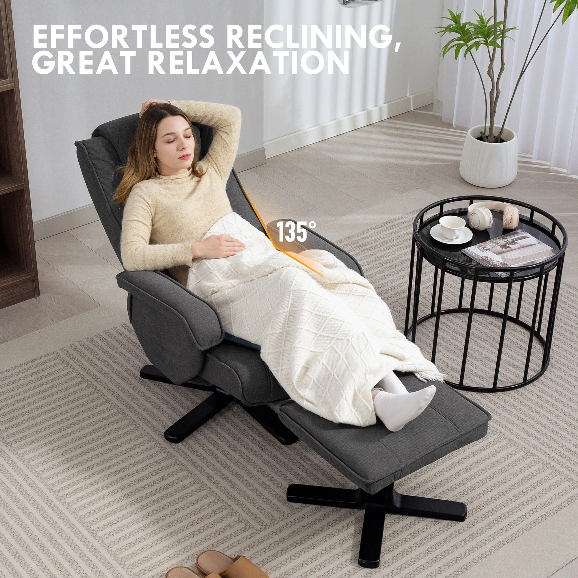 Modern Recliner Chair with USB Charging Port, Soft PU Leather Power Lift Recliner Sofa