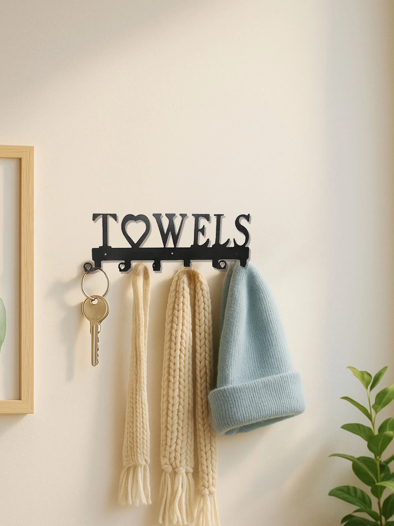 CIFbuy 1pc Premium Metal Wall-Mounted Towel Hook: 6-Hook Space-Saving Storage with Sturdy Row Design, Simple Punch-Free Installation, Ideal for Bathro(TikTok/temu self-pickup orders) view 5