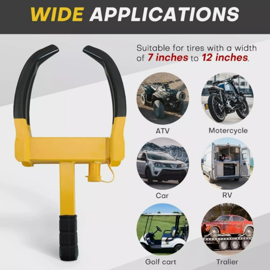 Heavy Duty Wheel Clamp Locks with Safety Lock for Caravan, Trailer, Van, Truck - Secure Anti-Theft Protection view 5
