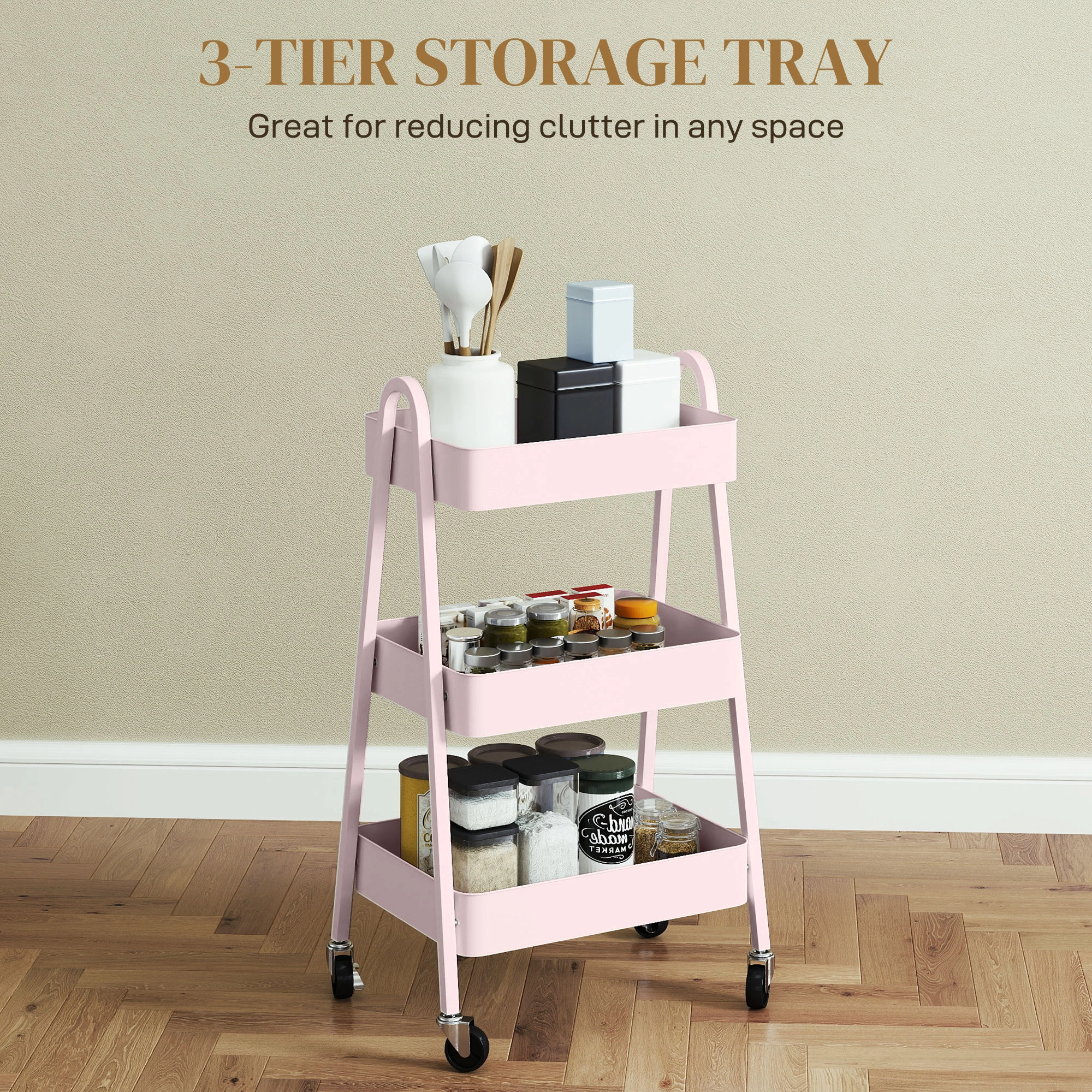 Heavy Duty Storage Trolley Cart, Multi-Layer Rolling Organizer Shelf with Handles for Kitchen, Laundry, Office, Bedroom, Bathroom, Mobile Utility Cart view 5