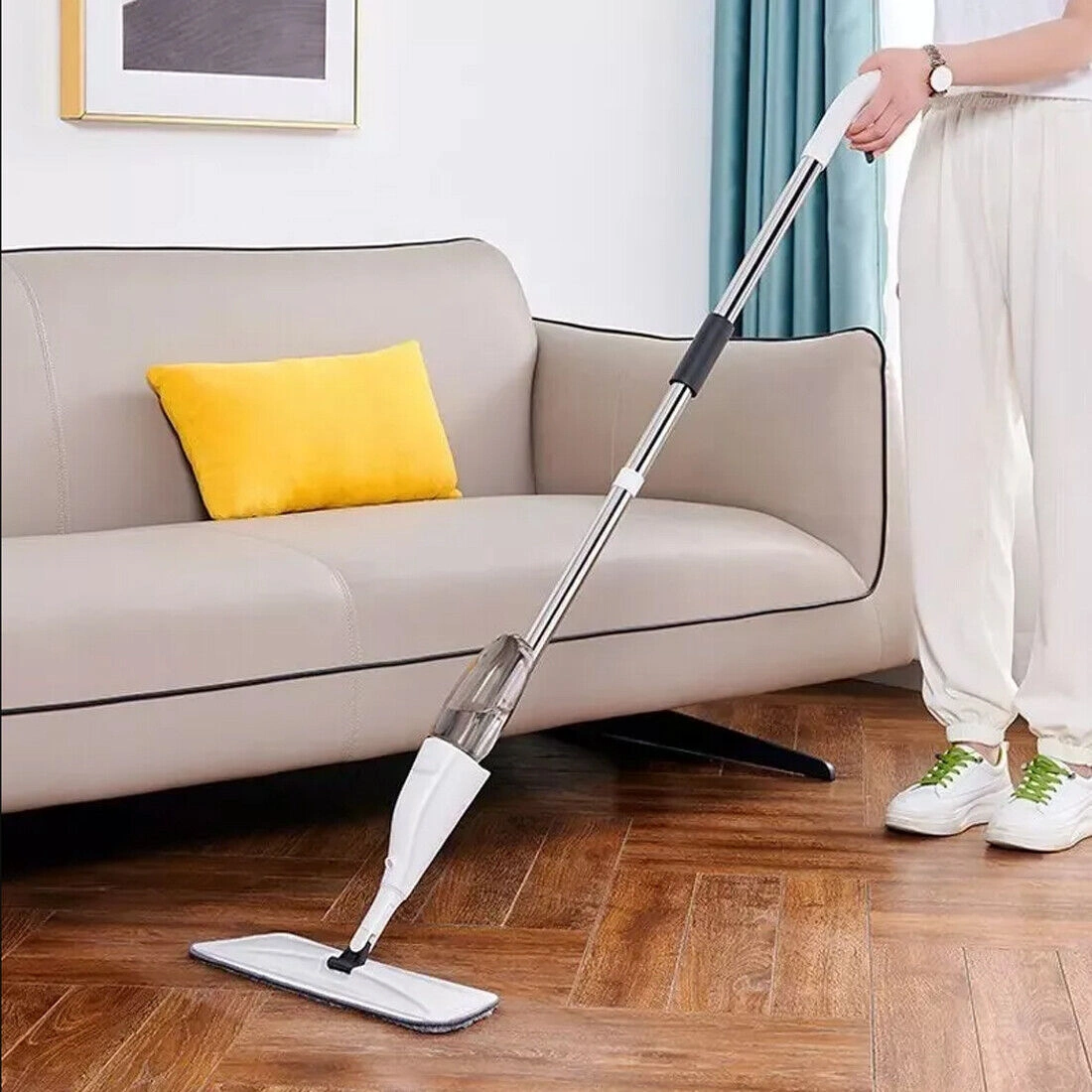 Spray Mop with Microfiber Pads, Reusable Floor Cleaning Mop & Bottle, 2 Washable Pads for Hardwood Tile Laminate
