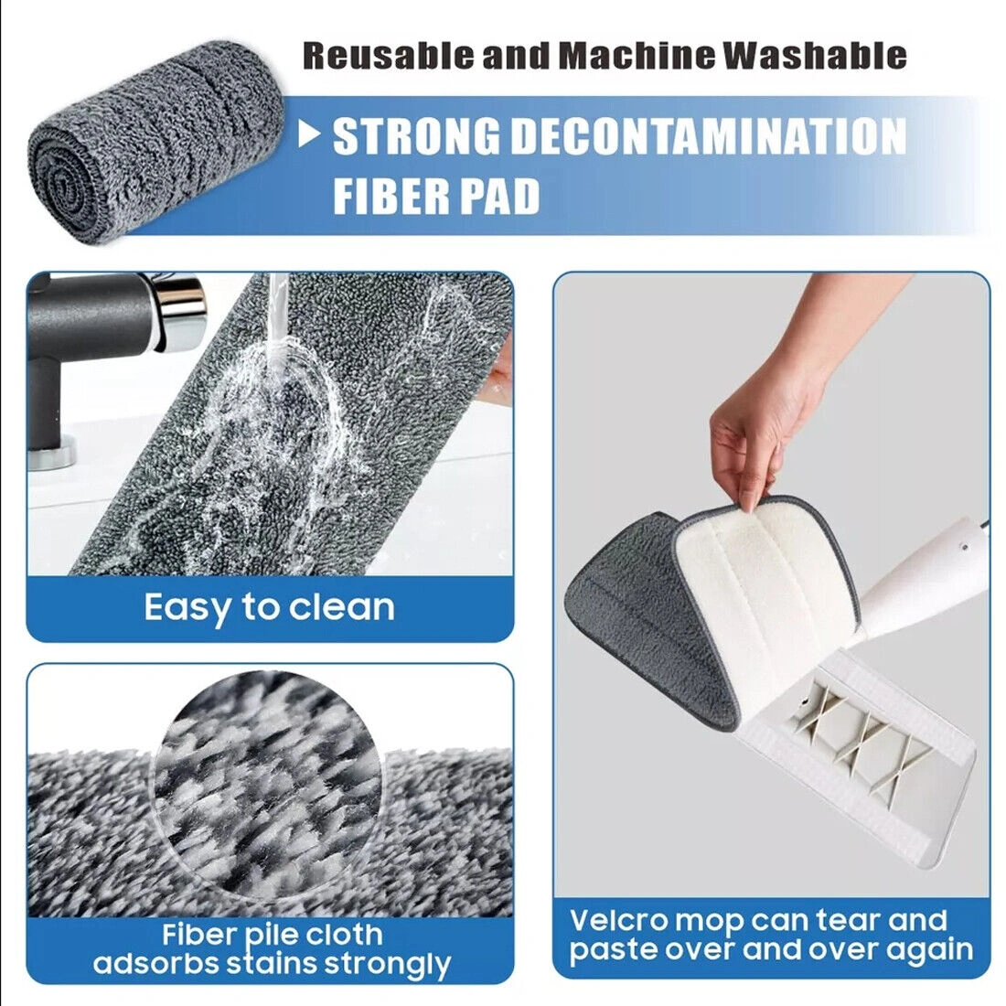Spray Mop with Microfiber Pads, Reusable Floor Cleaning Mop & Bottle, 2 Washable Pads for Hardwood Tile Laminate view 3